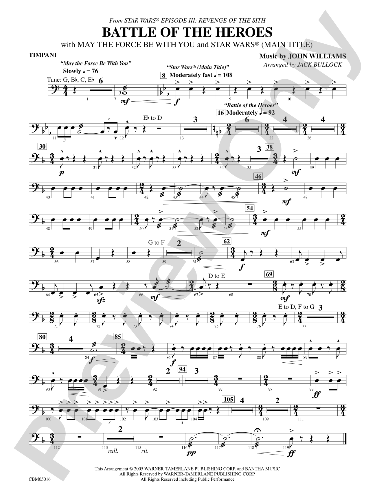 The Battle of the Heroes (from Star Wars®: Episode III Revenge of the Sith): Timpani