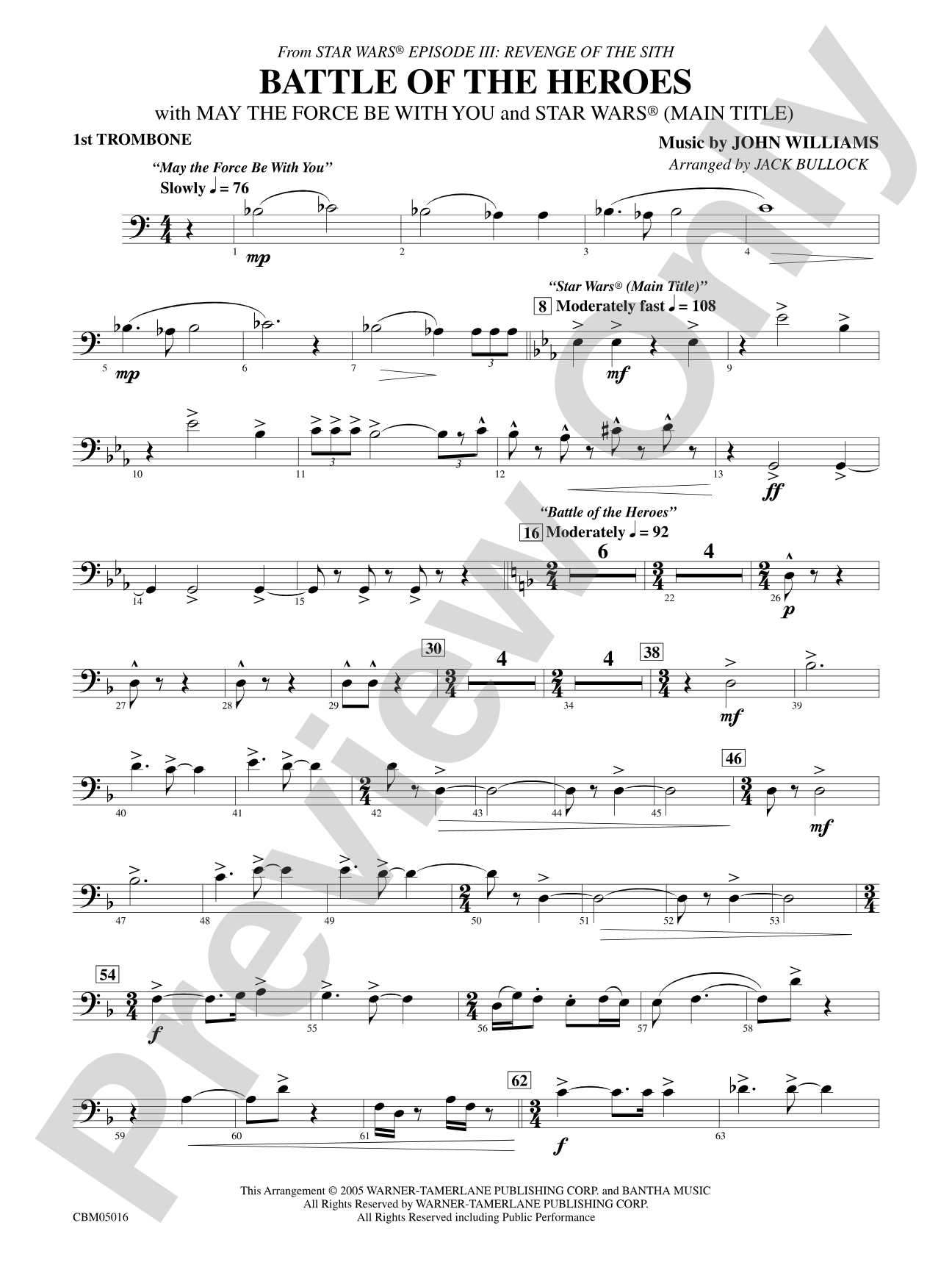 The Battle of the Heroes (from Star Wars®: Episode III Revenge of the Sith): 1st Trombone
