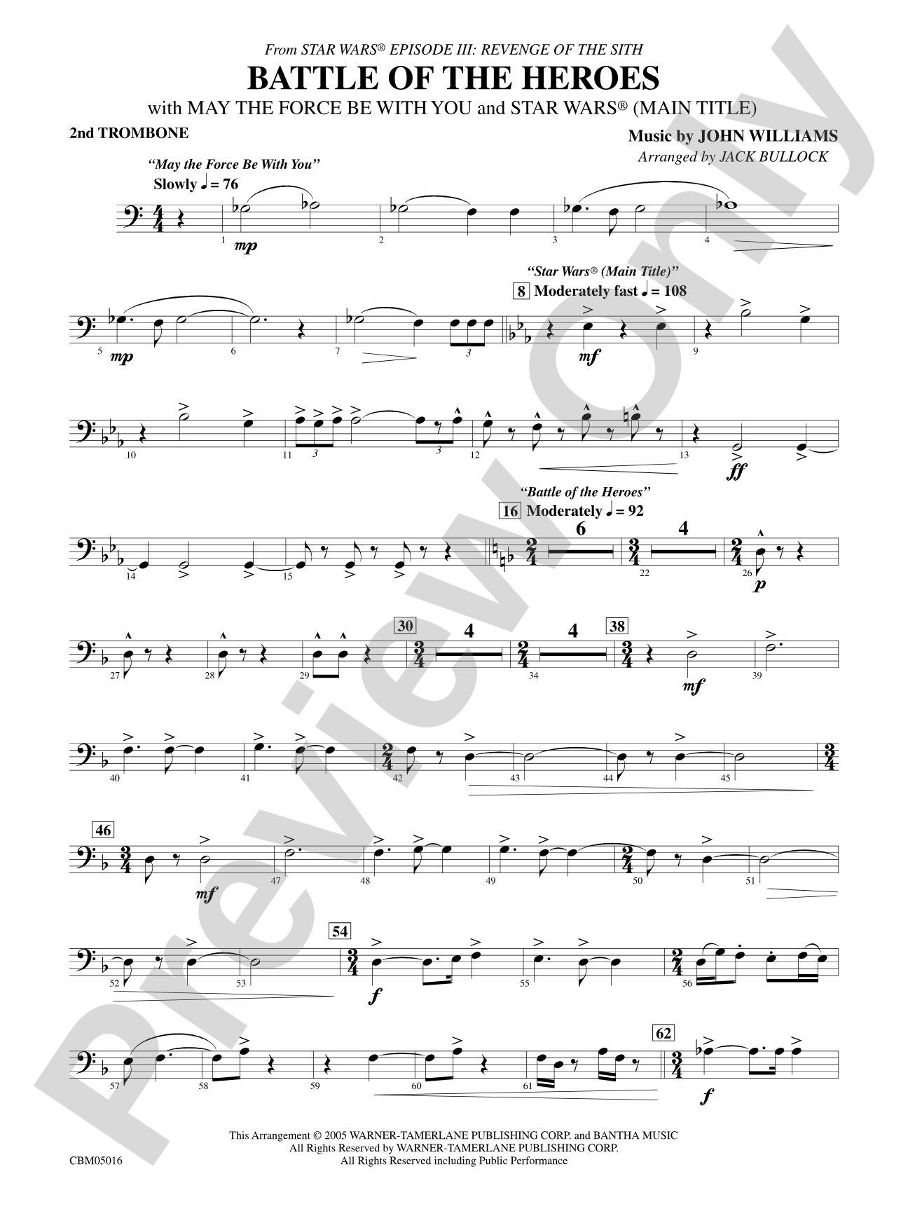 The Battle of the Heroes (from Star Wars®: Episode III Revenge of the Sith): 2nd Trombone