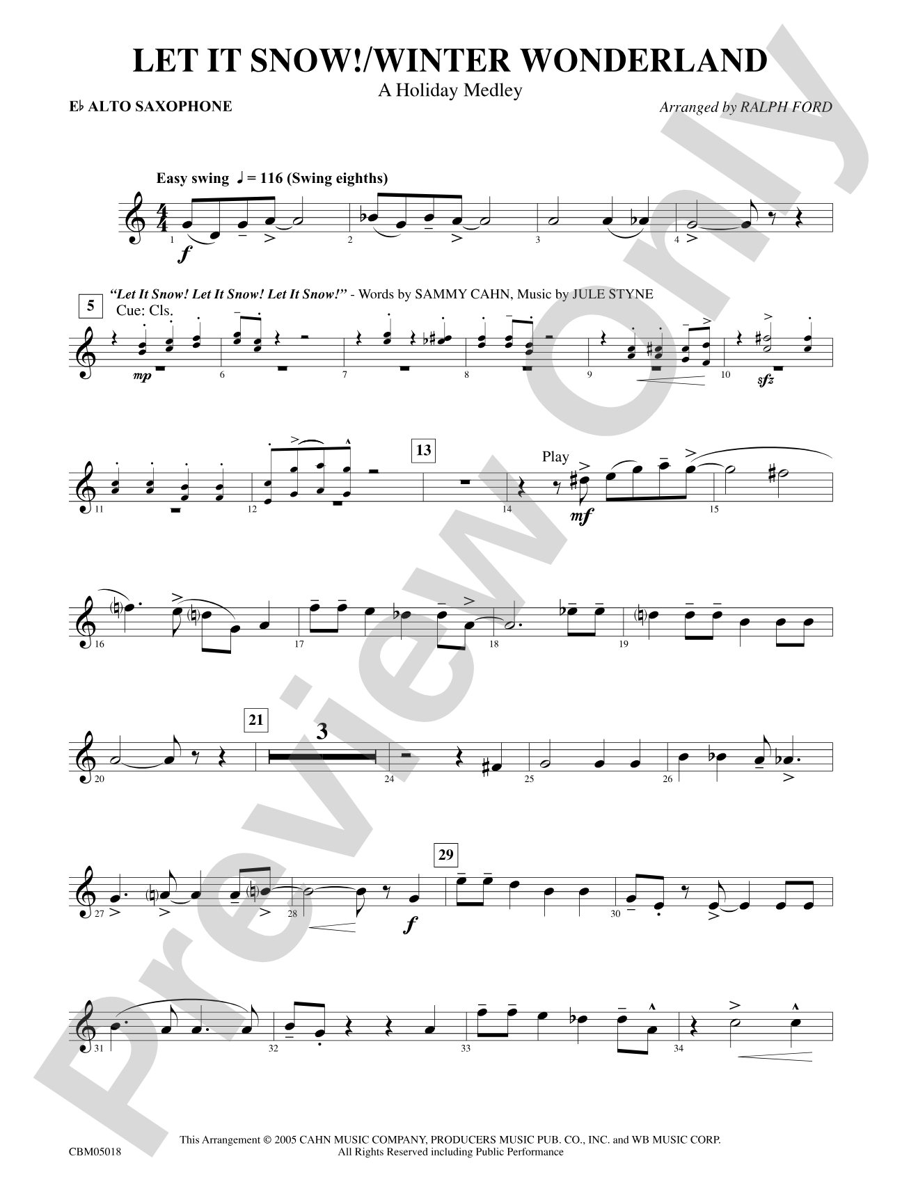 Let It Snow! / Winter Wonderland: E-flat Alto Saxophone