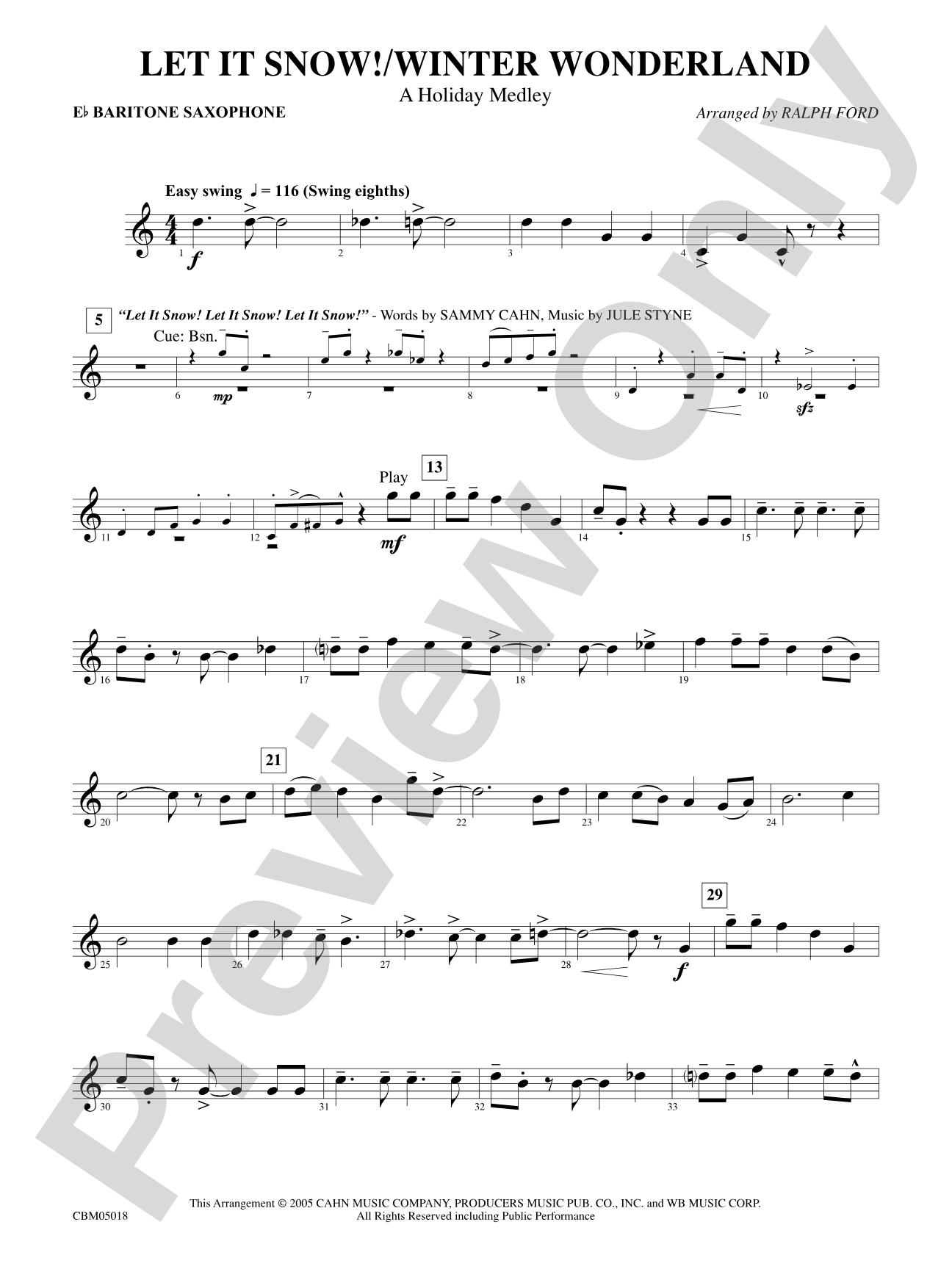 Let It Snow! / Winter Wonderland: E-flat Baritone Saxophone