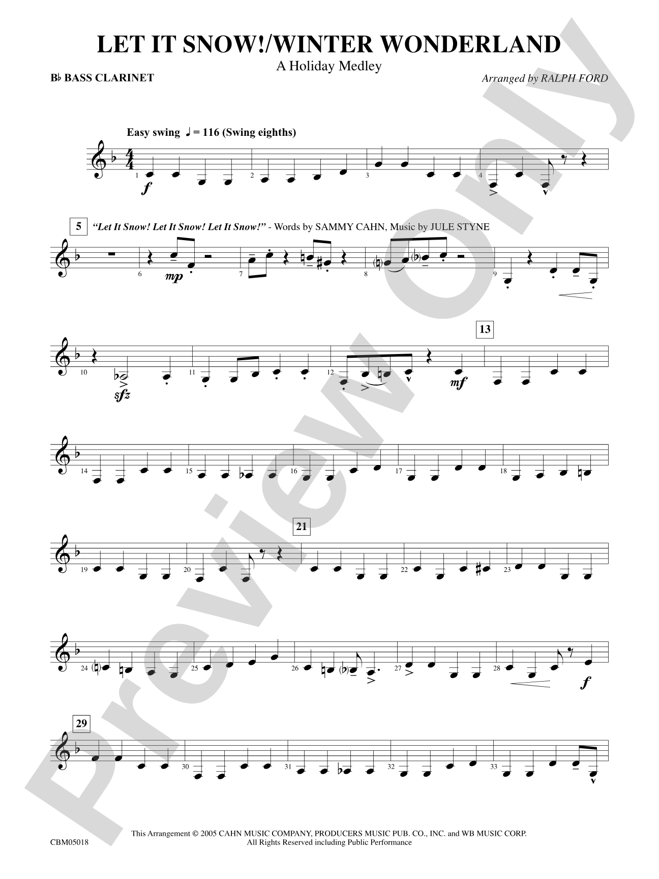 Let It Snow! / Winter Wonderland: B-flat Bass Clarinet
