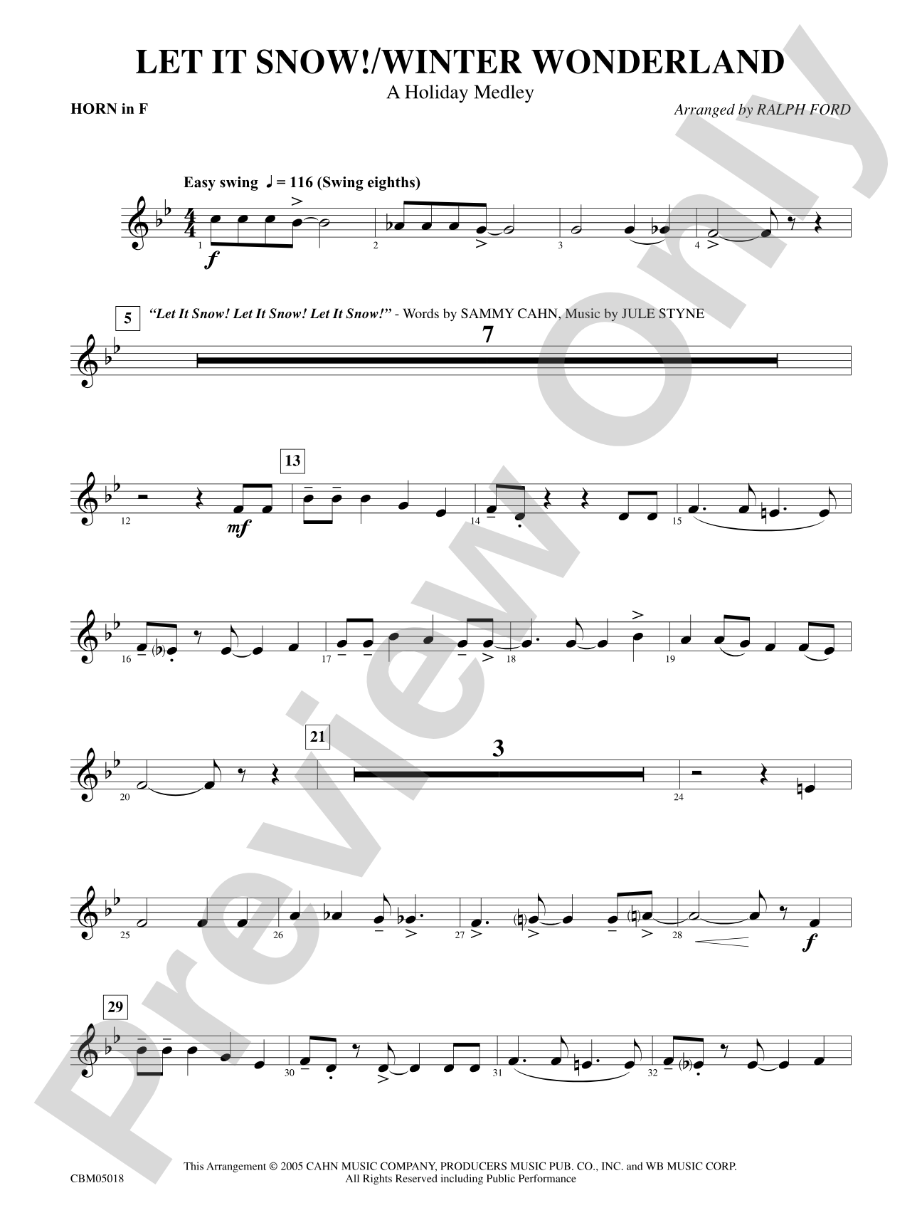 Let It Snow! / Winter Wonderland: 1st F Horn