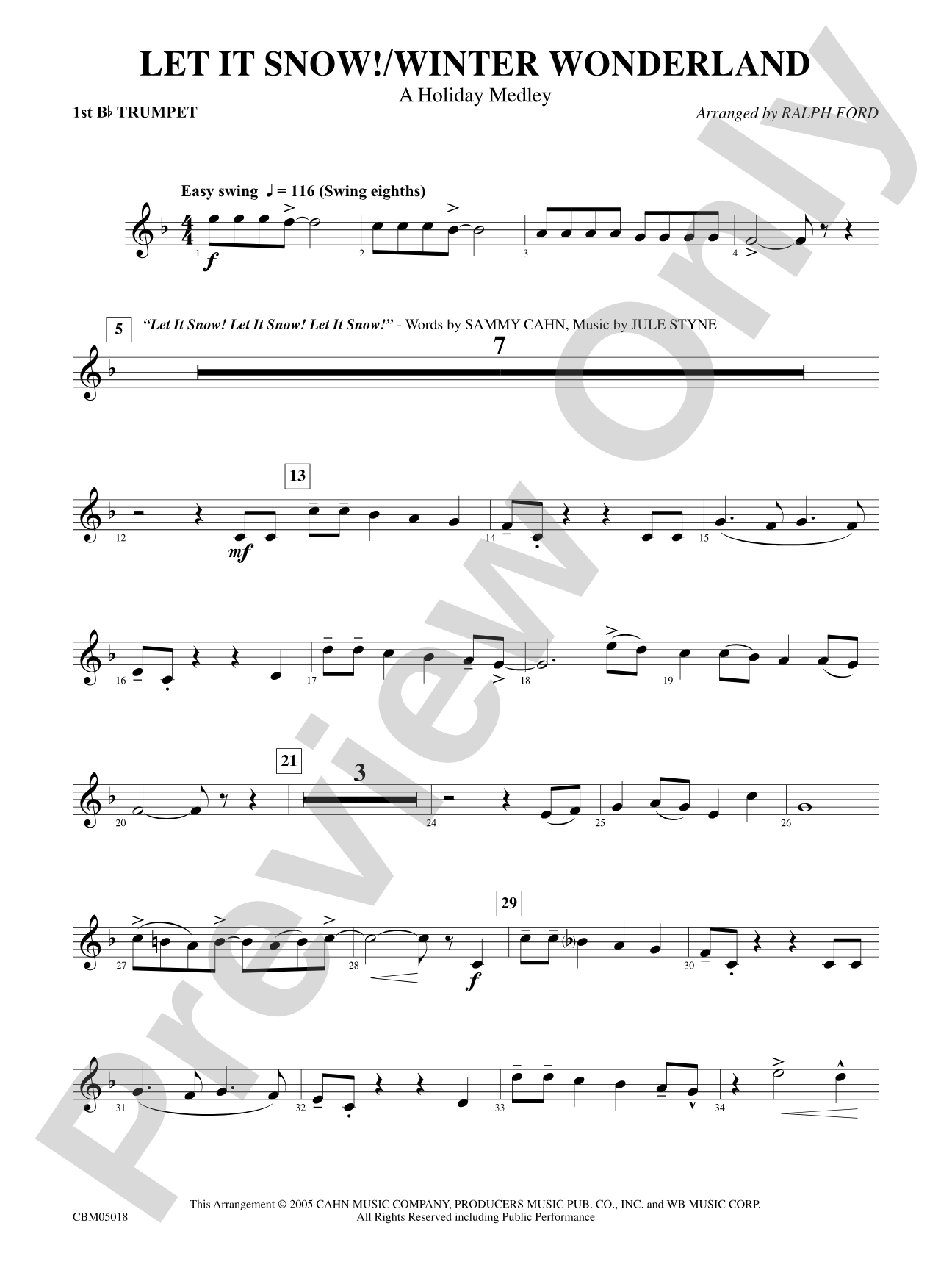 Let It Snow! / Winter Wonderland: 1st B-flat Trumpet