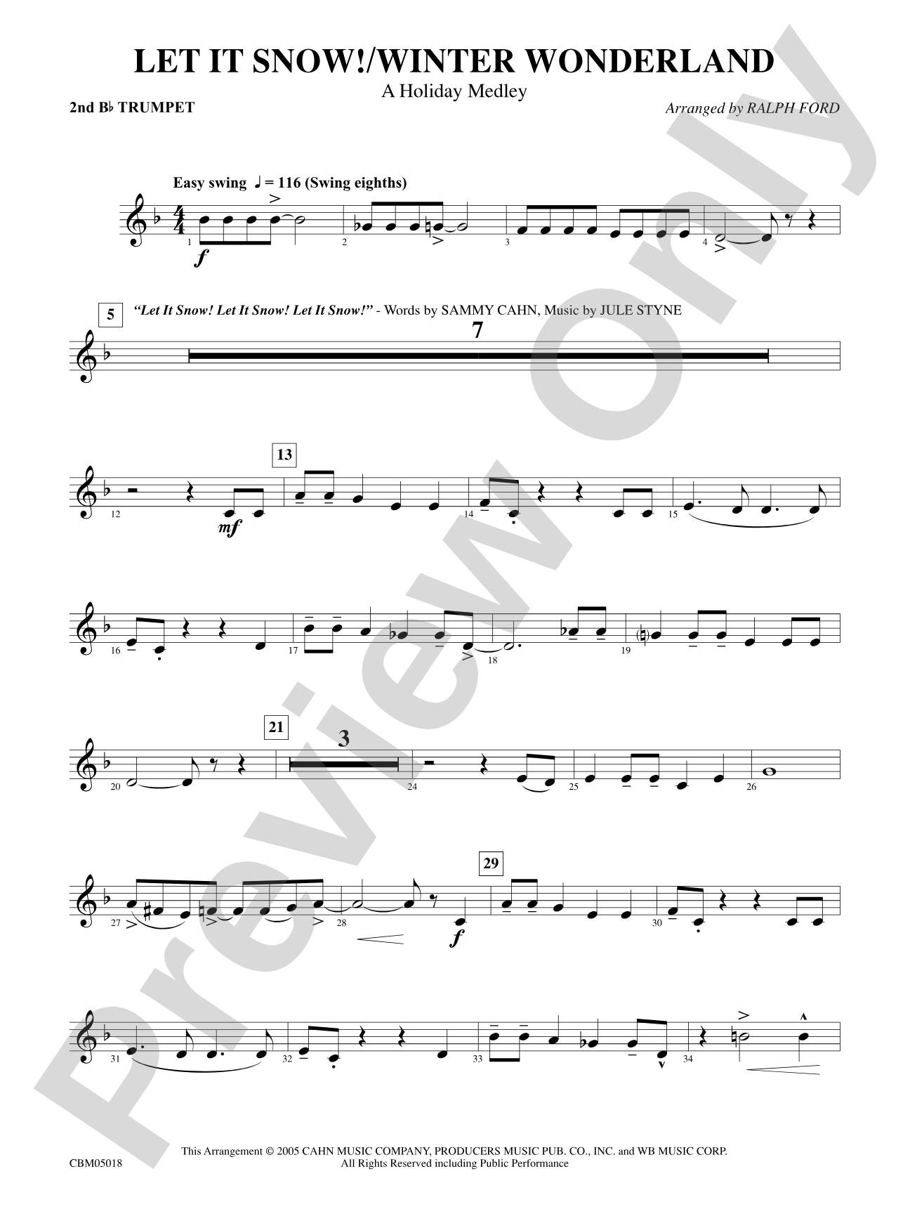 Let It Snow! / Winter Wonderland: 2nd B-flat Trumpet
