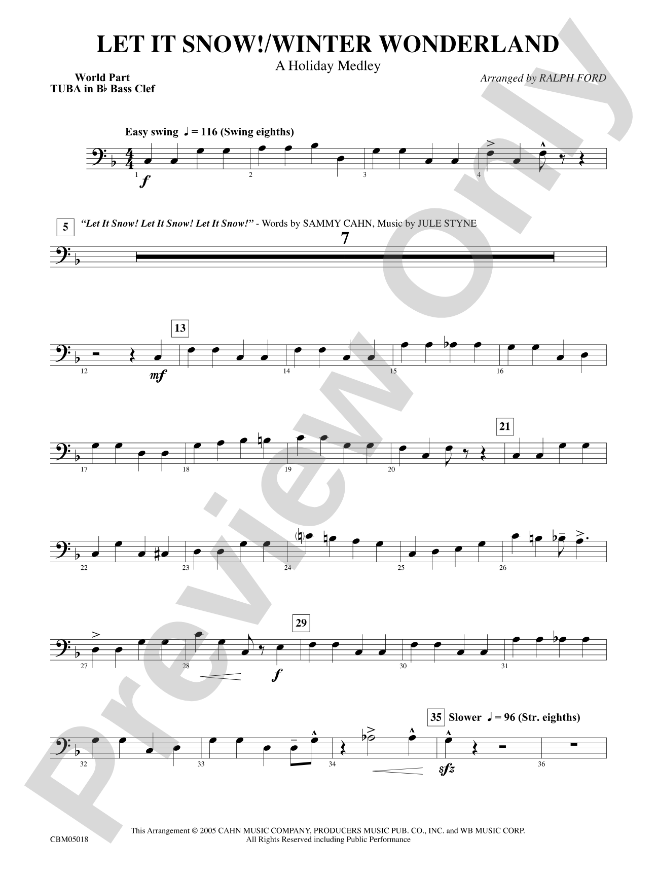 Let It Snow! / Winter Wonderland: WP B-flat Tuba B.C.
