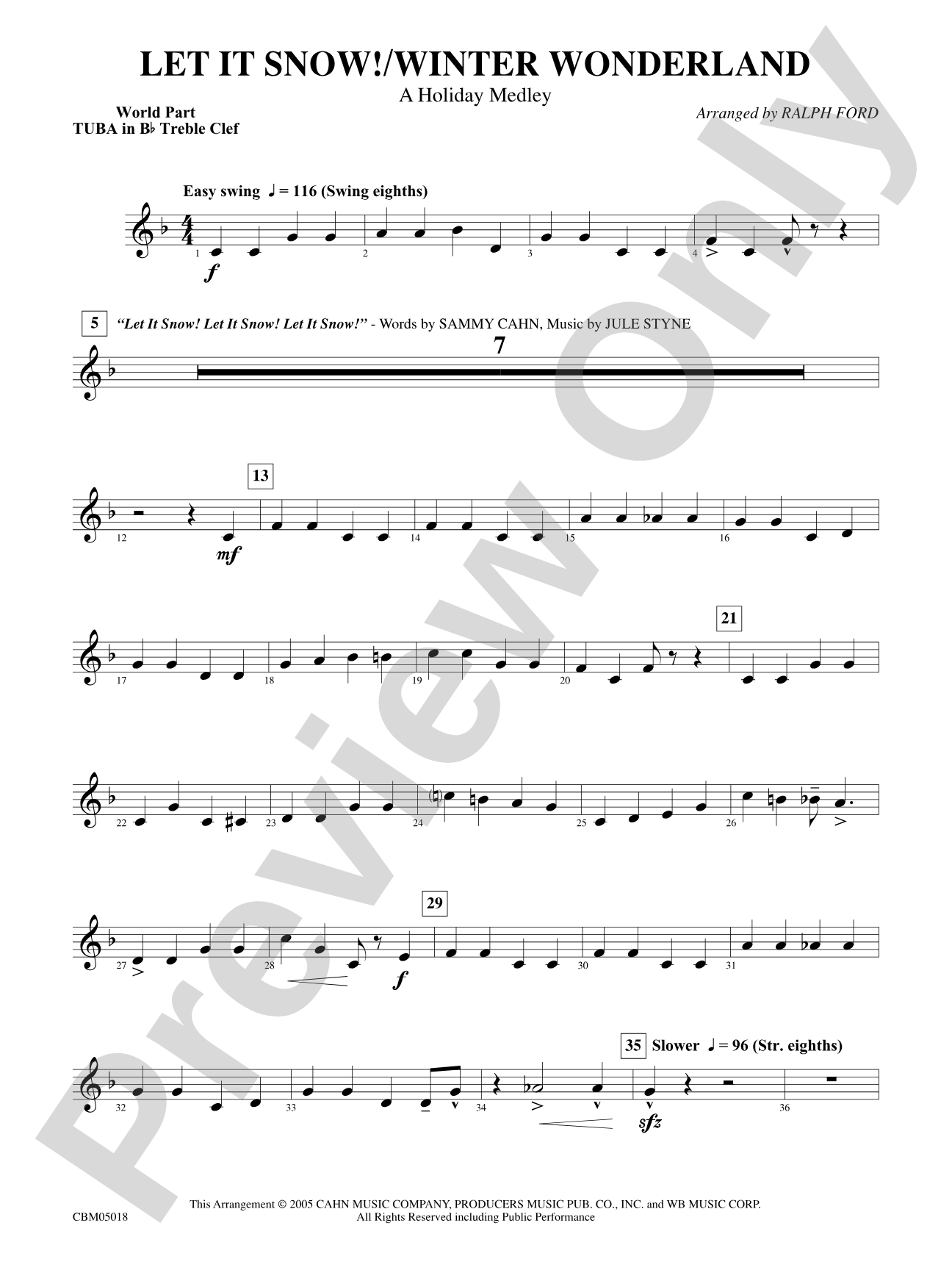 Let It Snow! / Winter Wonderland: WP B-flat Tuba T.C.