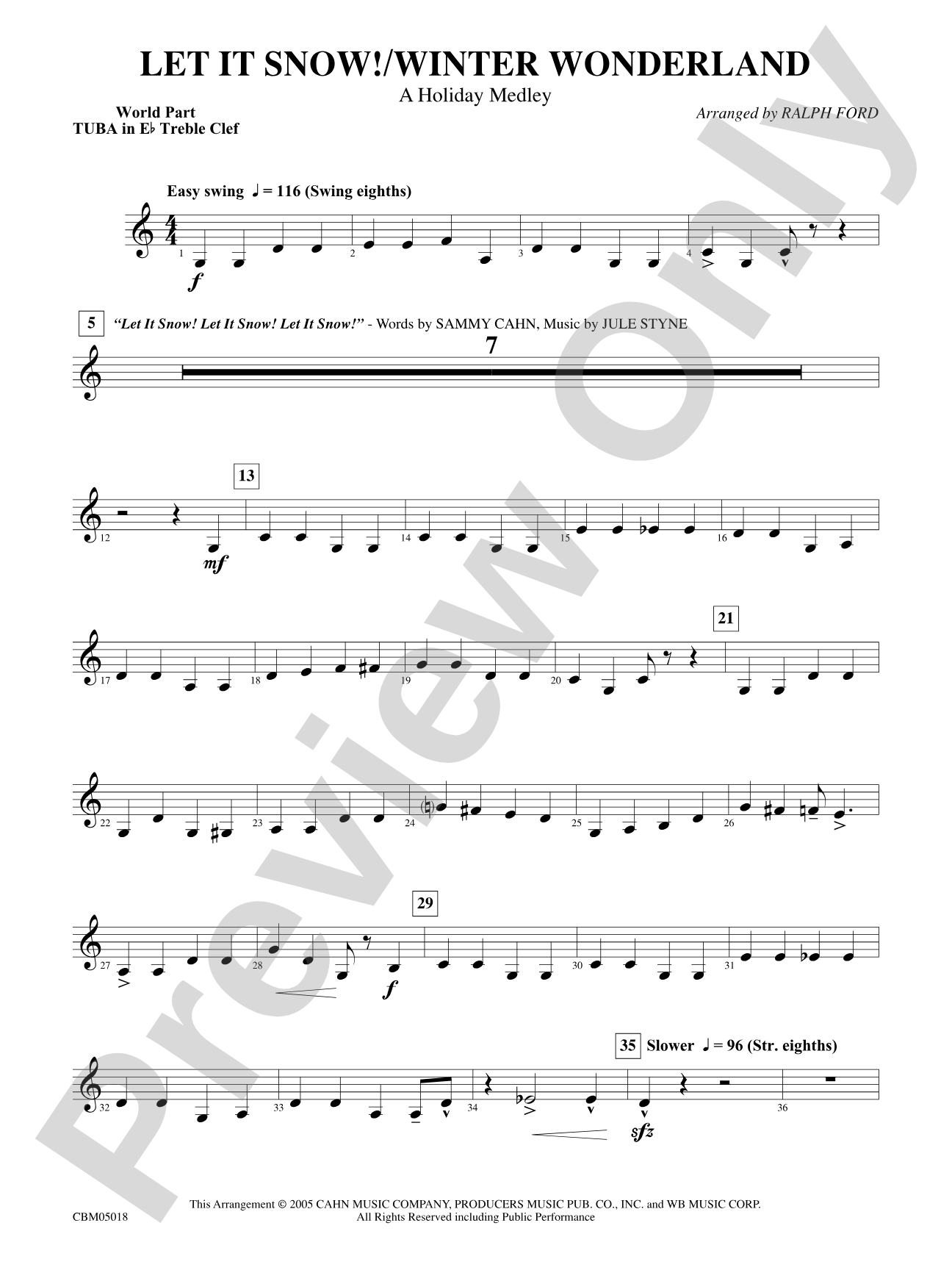 Let It Snow! / Winter Wonderland: WP E-flat Tuba T.C.