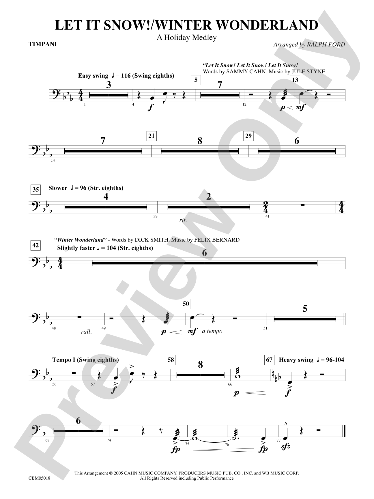 Let It Snow! / Winter Wonderland: Timpani