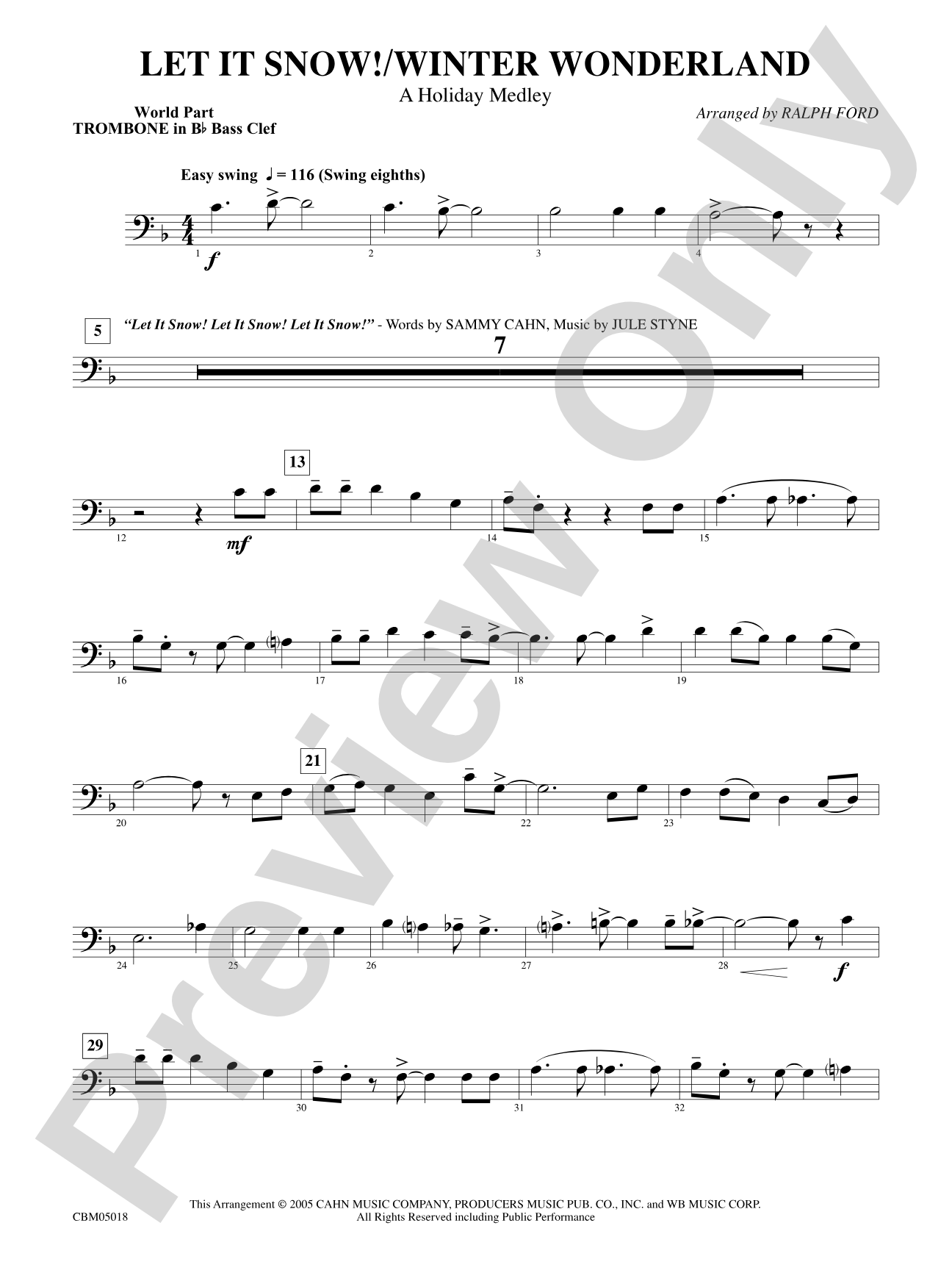 Let It Snow! / Winter Wonderland: WP 1st B-flat Trombone B.C.