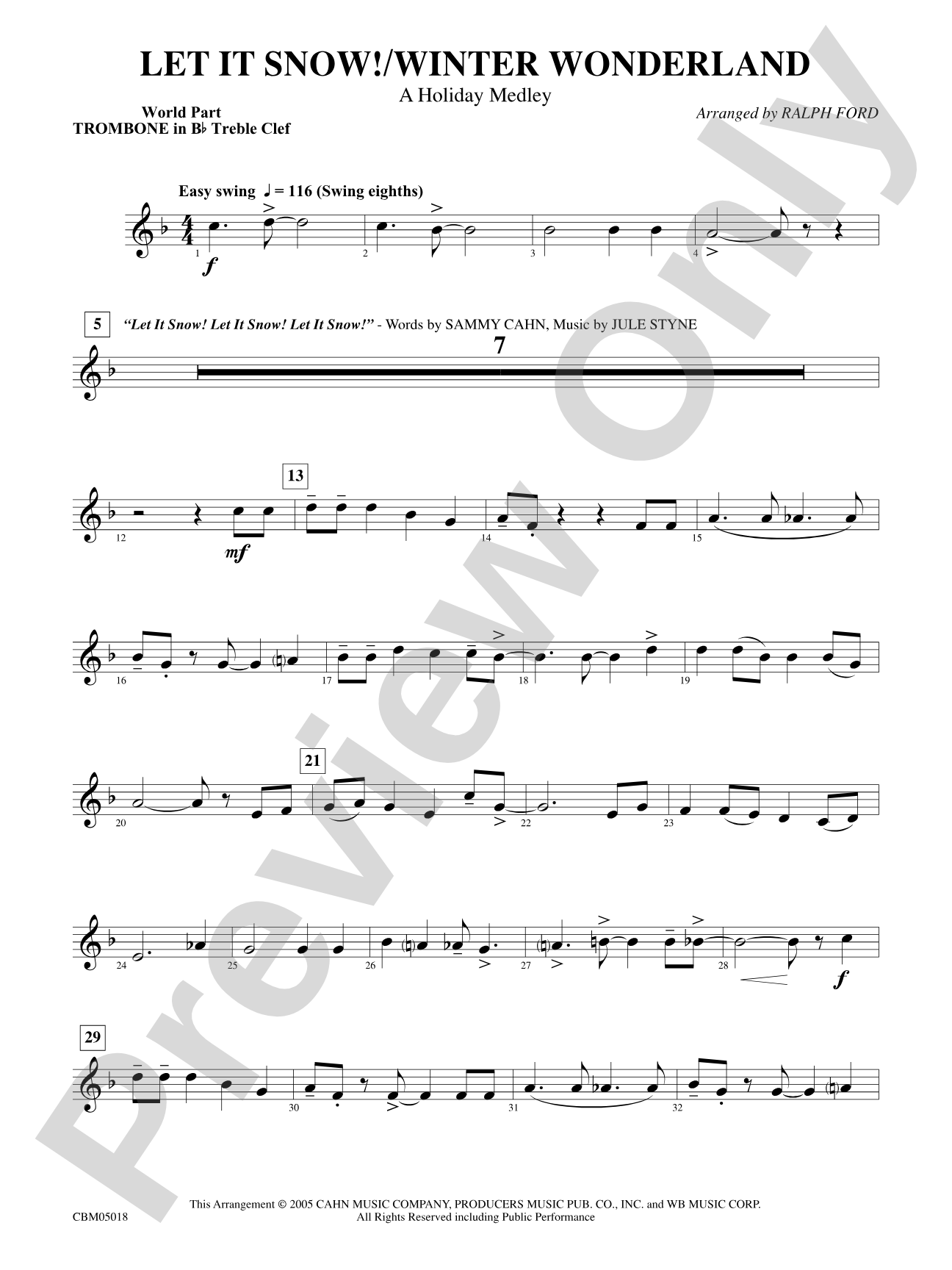 Let It Snow! / Winter Wonderland: WP 1st B-flat Trombone T.C.