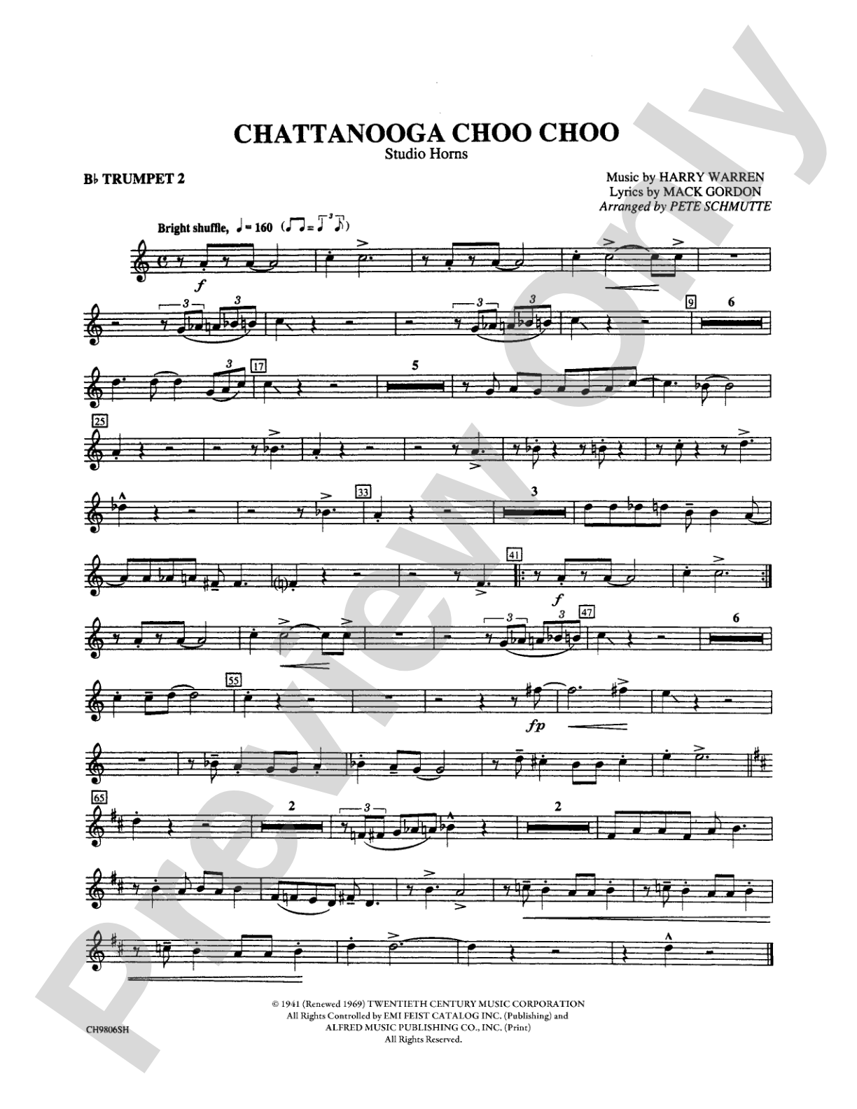 Chattanooga Choo Choo: 2nd B-flat Trumpet