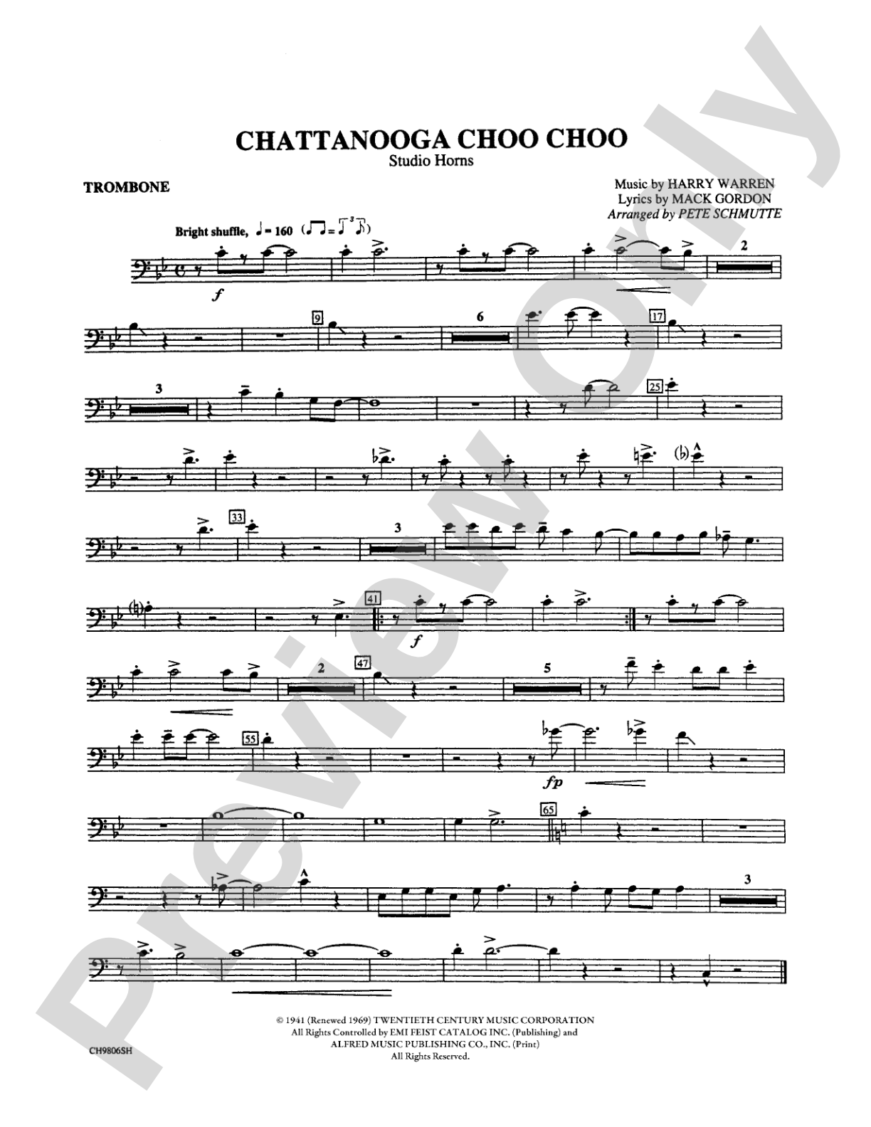 Chattanooga Choo Choo: 1st Trombone
