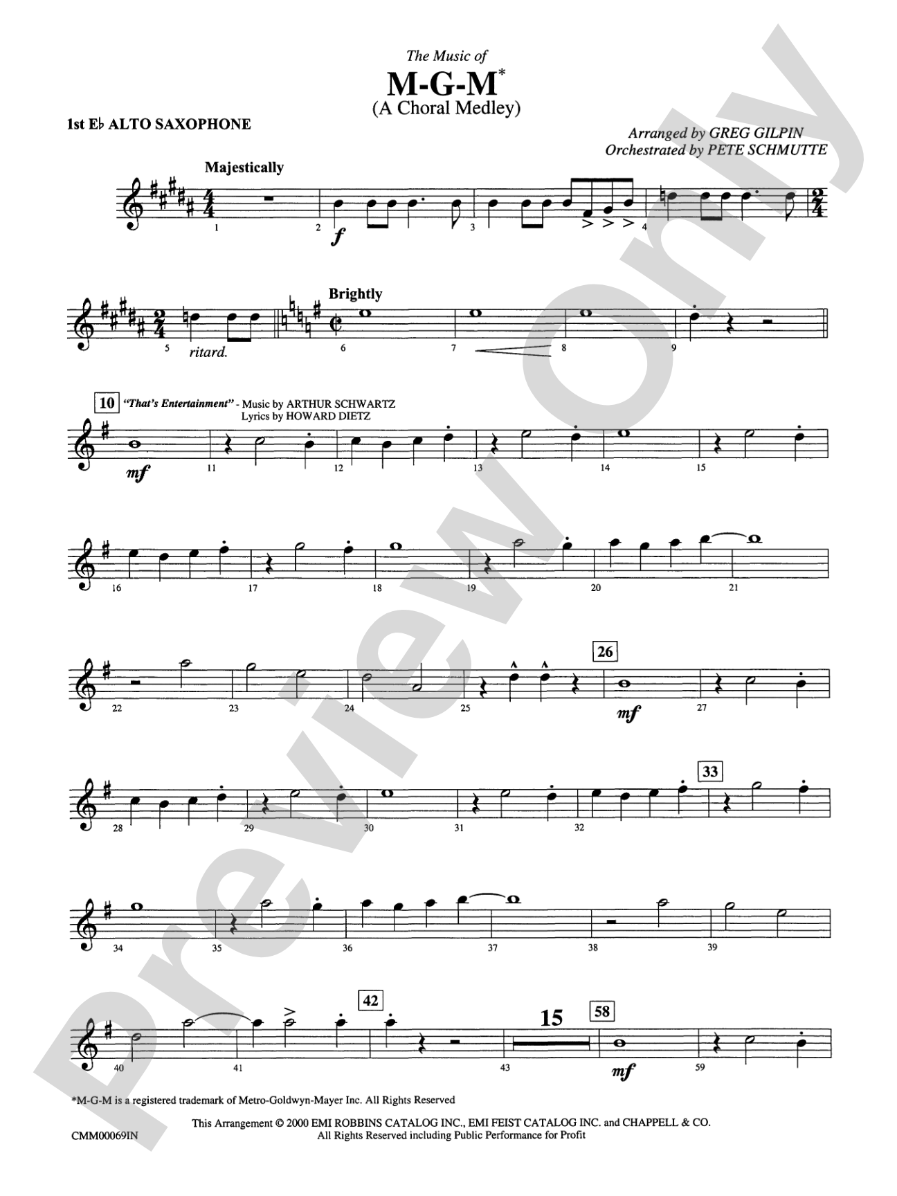 The Music of M-G-M (A Choral Medley): E-flat Alto Saxophone