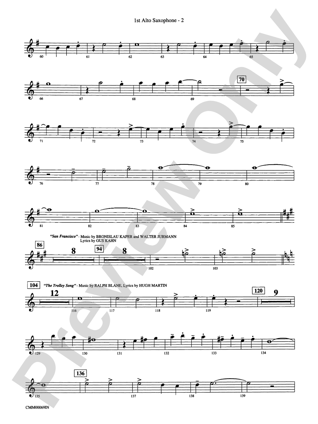 The Music of M-G-M (A Choral Medley): E-flat Alto Saxophone