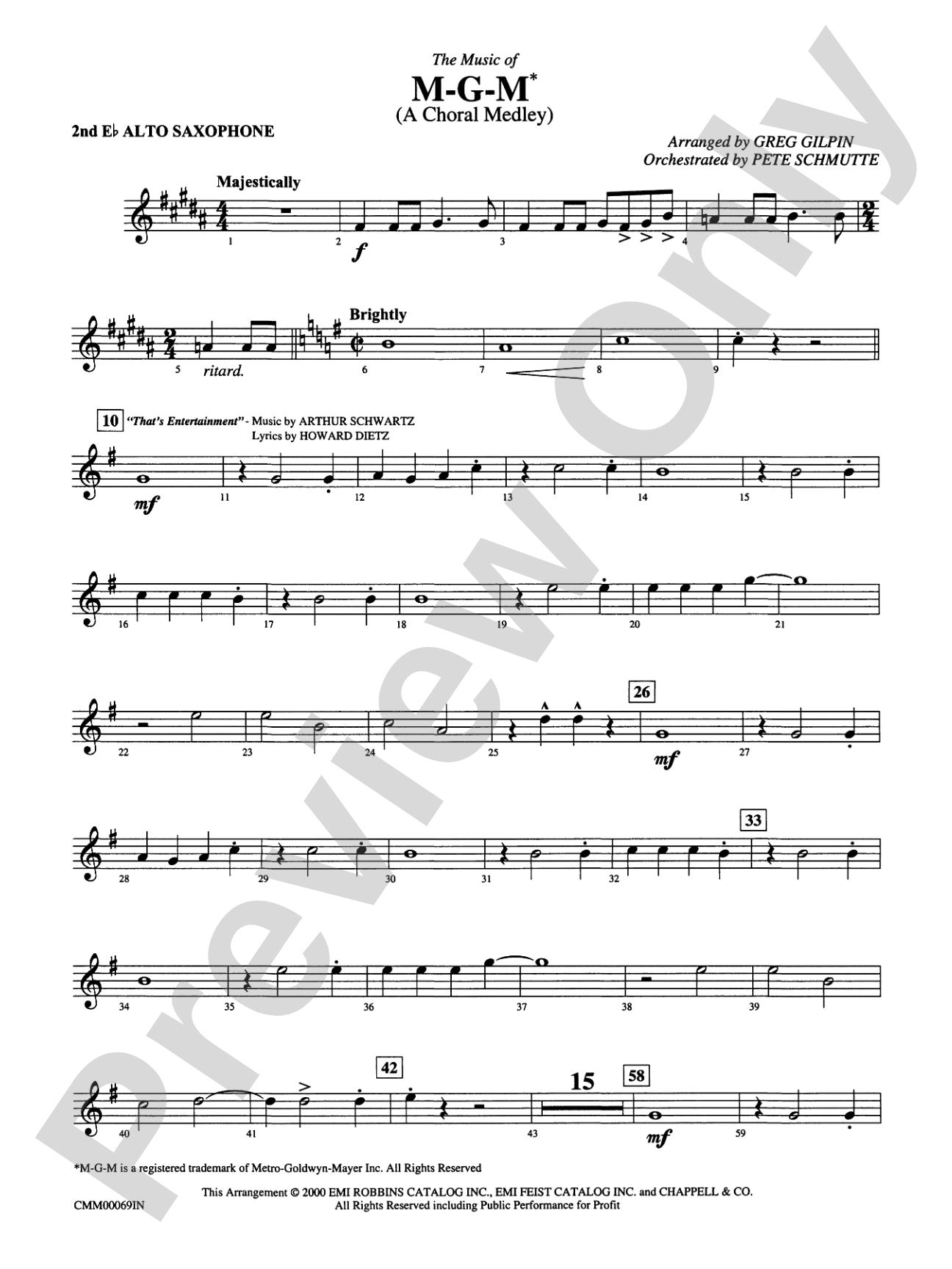 The Music of M-G-M (A Choral Medley): 2nd E-flat Alto Saxophone