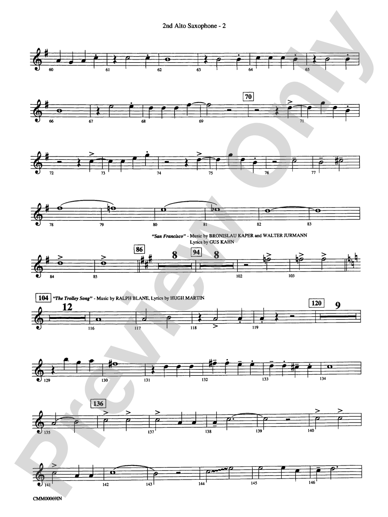 The Music of M-G-M (A Choral Medley): 2nd E-flat Alto Saxophone