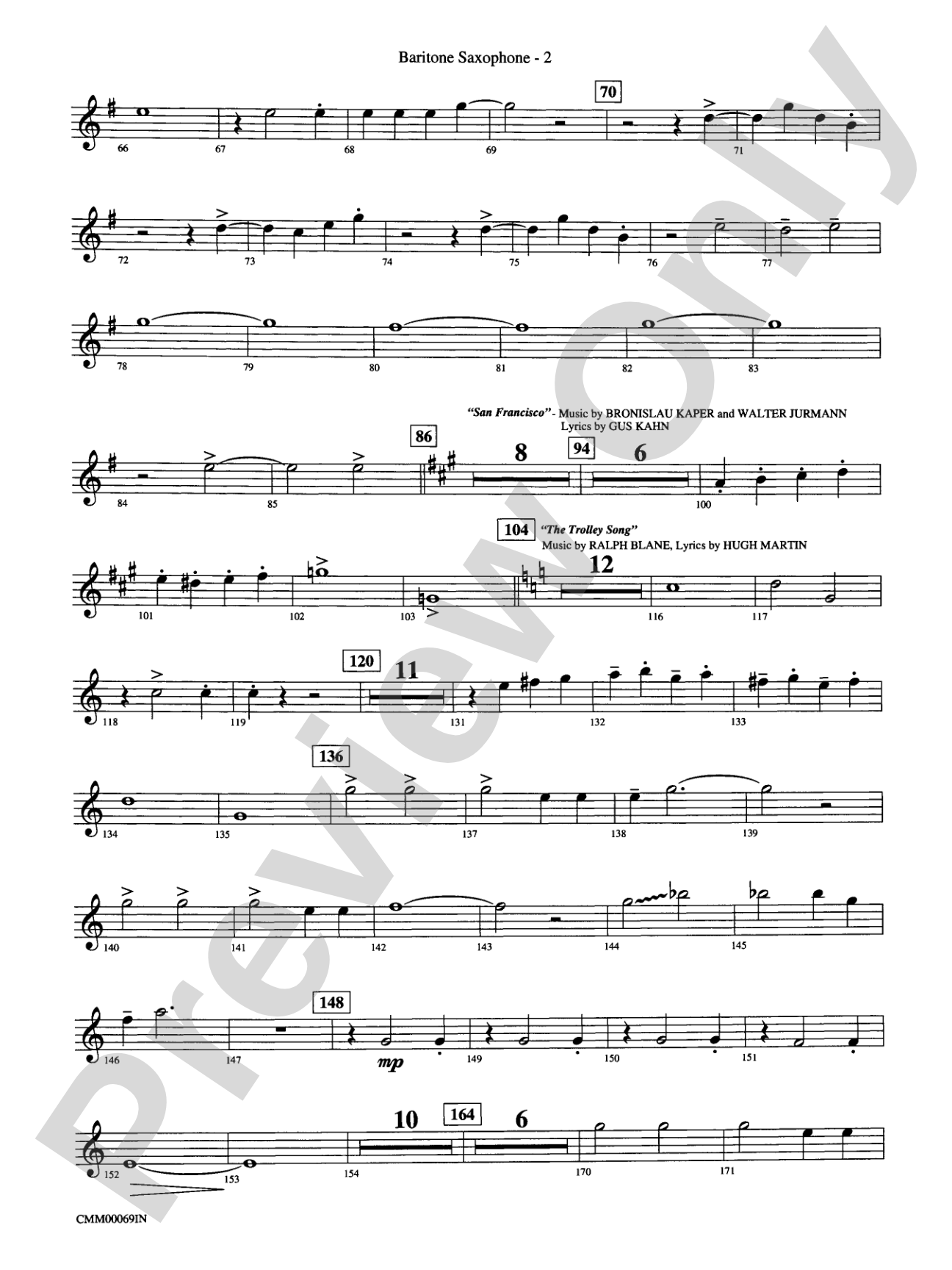 The Music of M-G-M (A Choral Medley): E-flat Baritone Saxophone