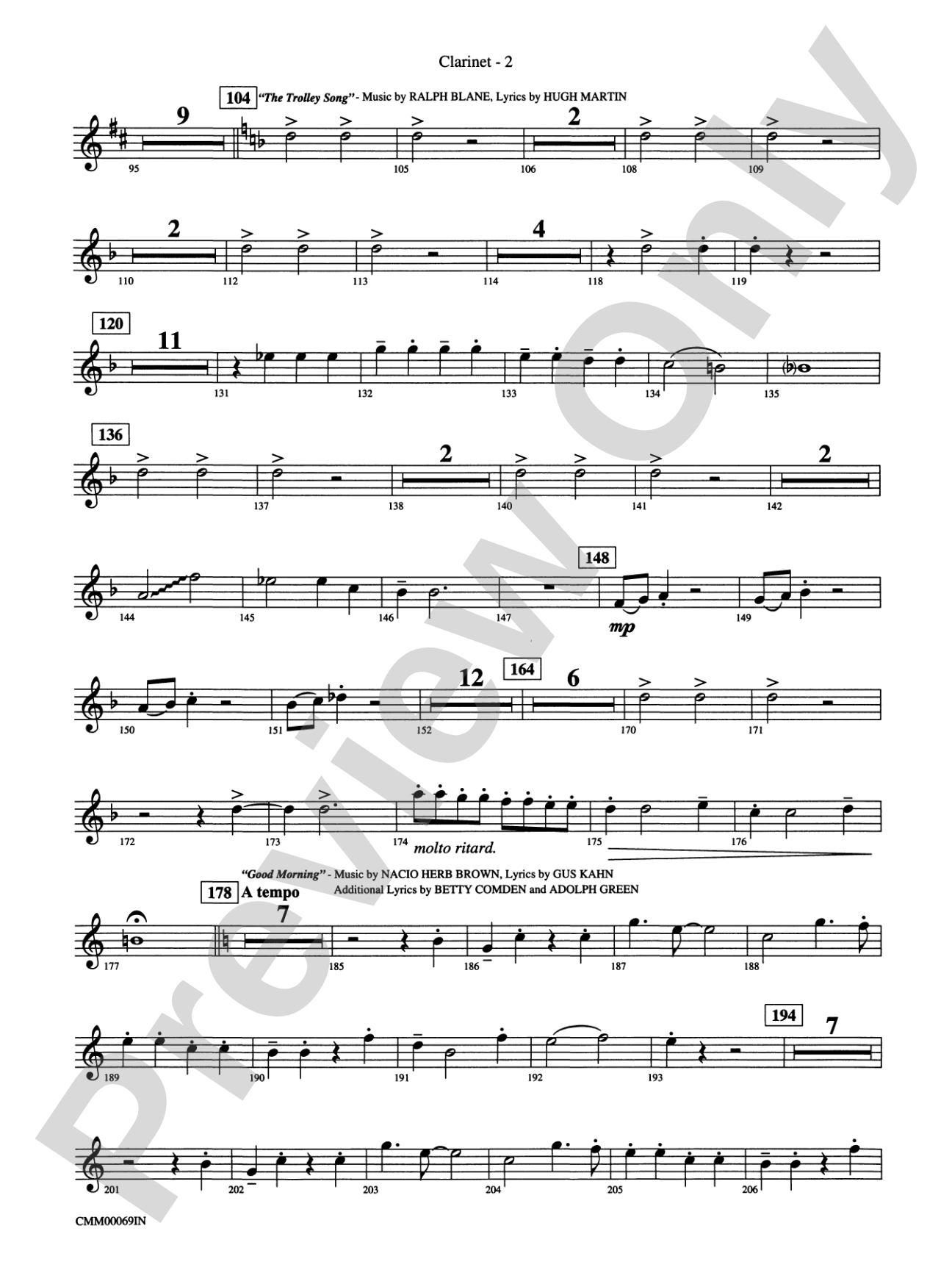 The Music of M-G-M (A Choral Medley): 1st B-flat Clarinet