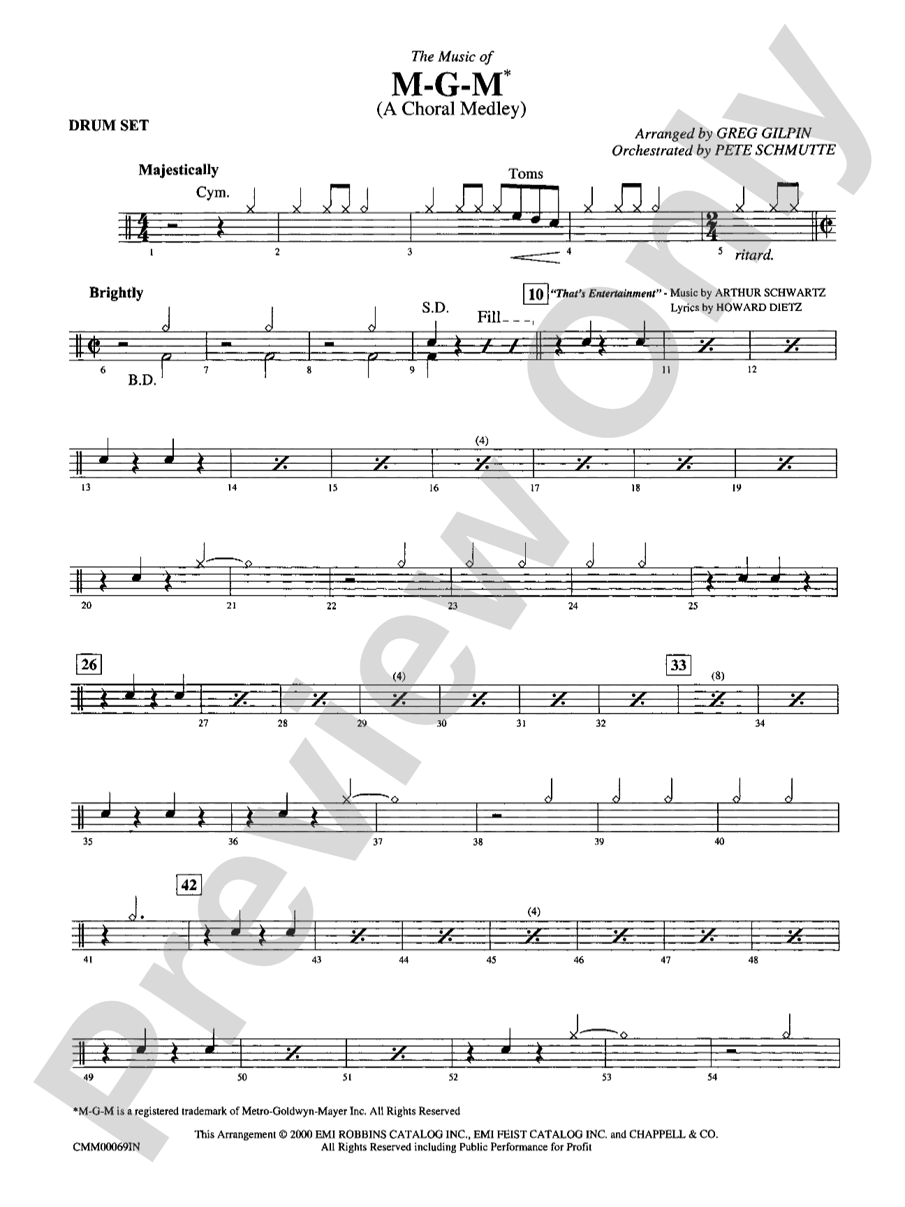 The Music of M-G-M (A Choral Medley): Drums