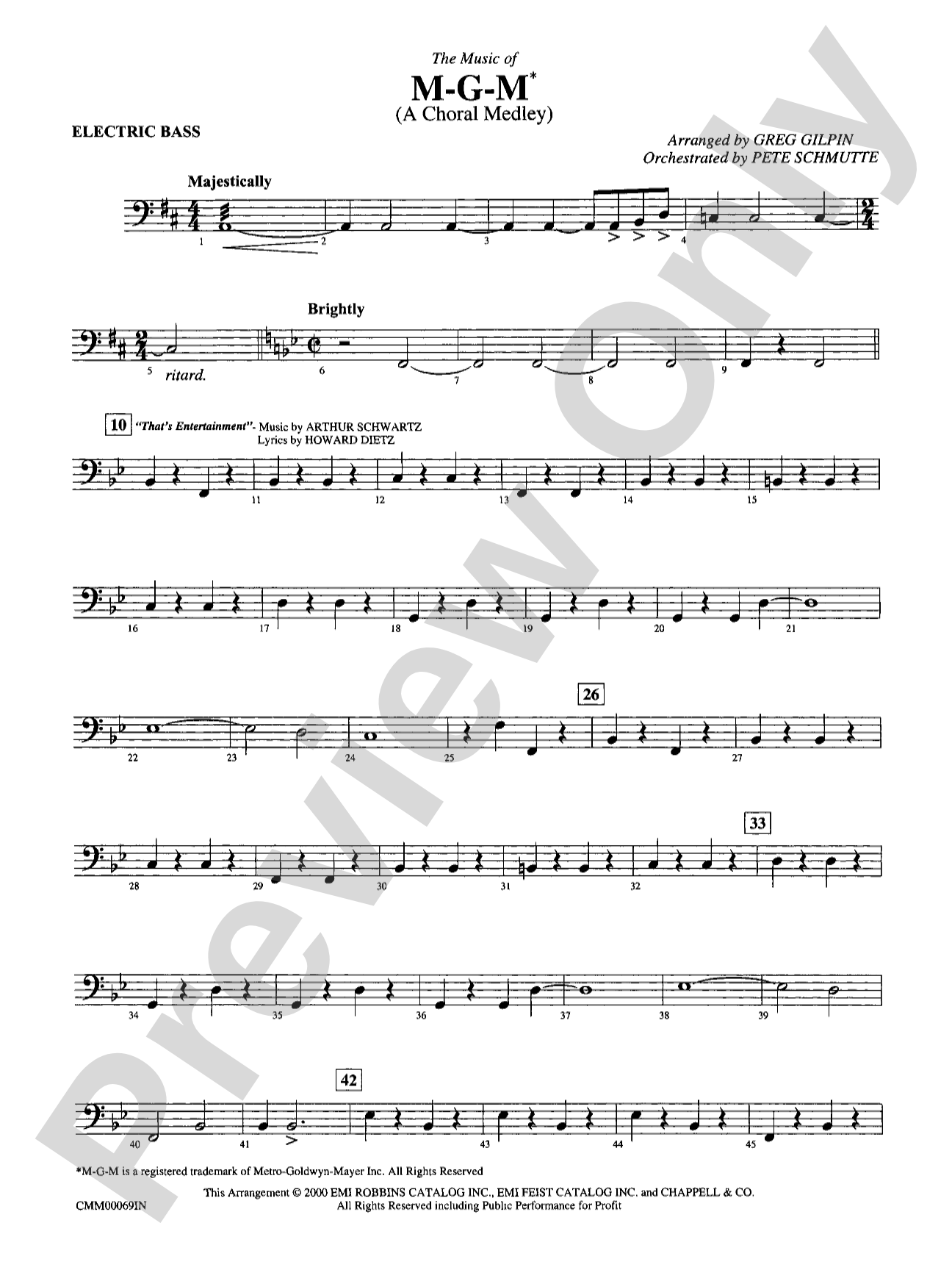 The Music of M-G-M (A Choral Medley): Electric Bass