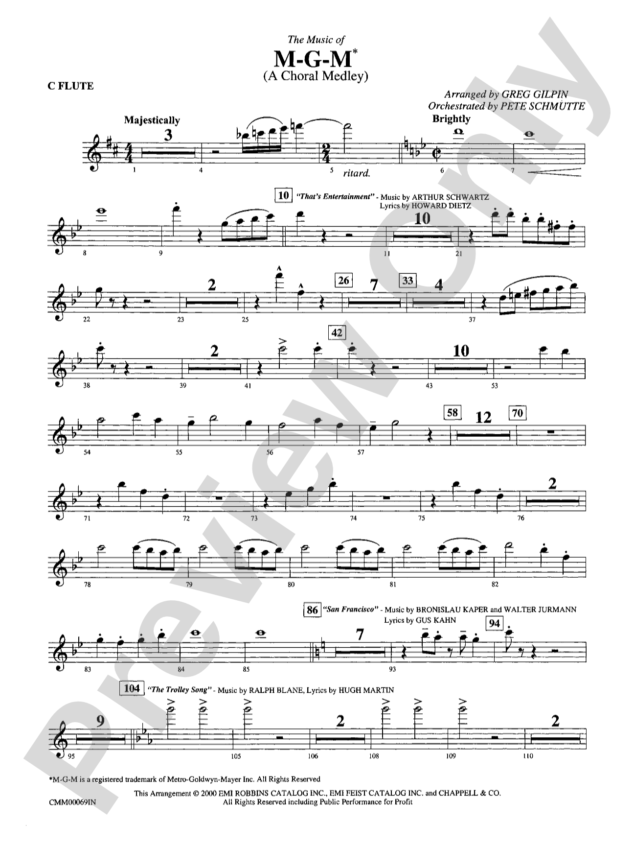 The Music of M-G-M (A Choral Medley): Flute