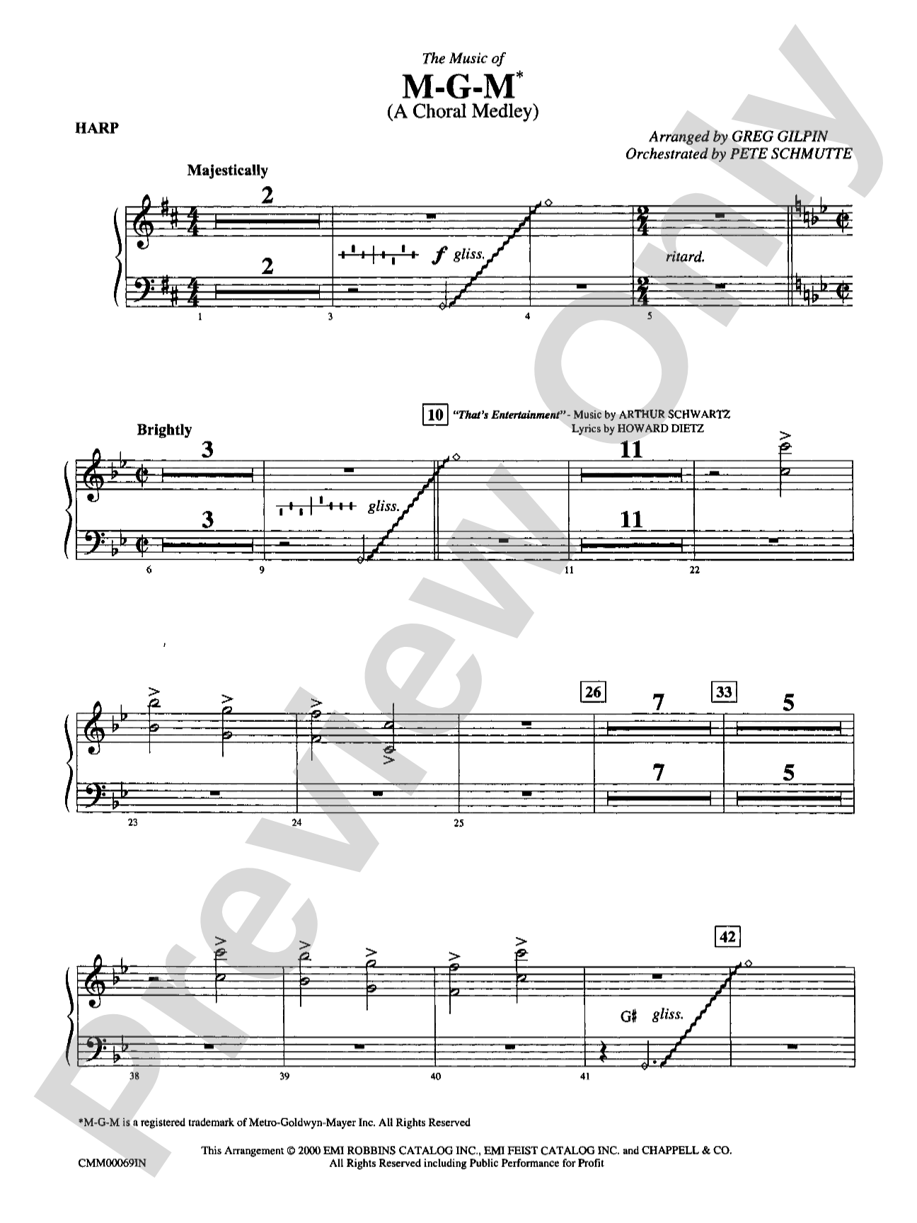 The Music of M-G-M (A Choral Medley): Harp