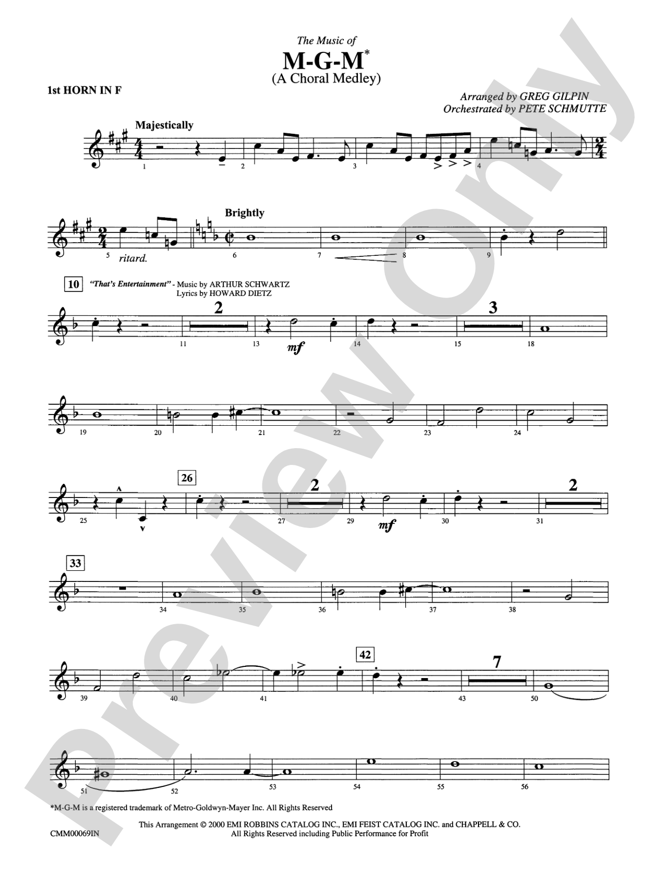 The Music of M-G-M (A Choral Medley): 1st F Horn