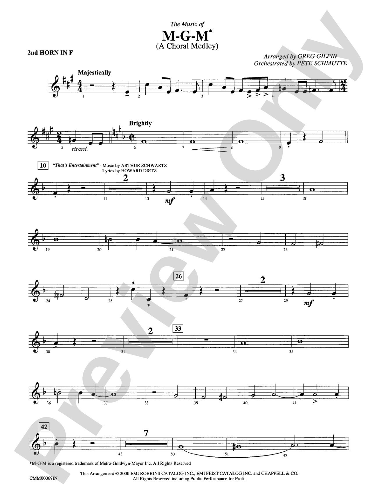 The Music of M-G-M (A Choral Medley): 2nd F Horn