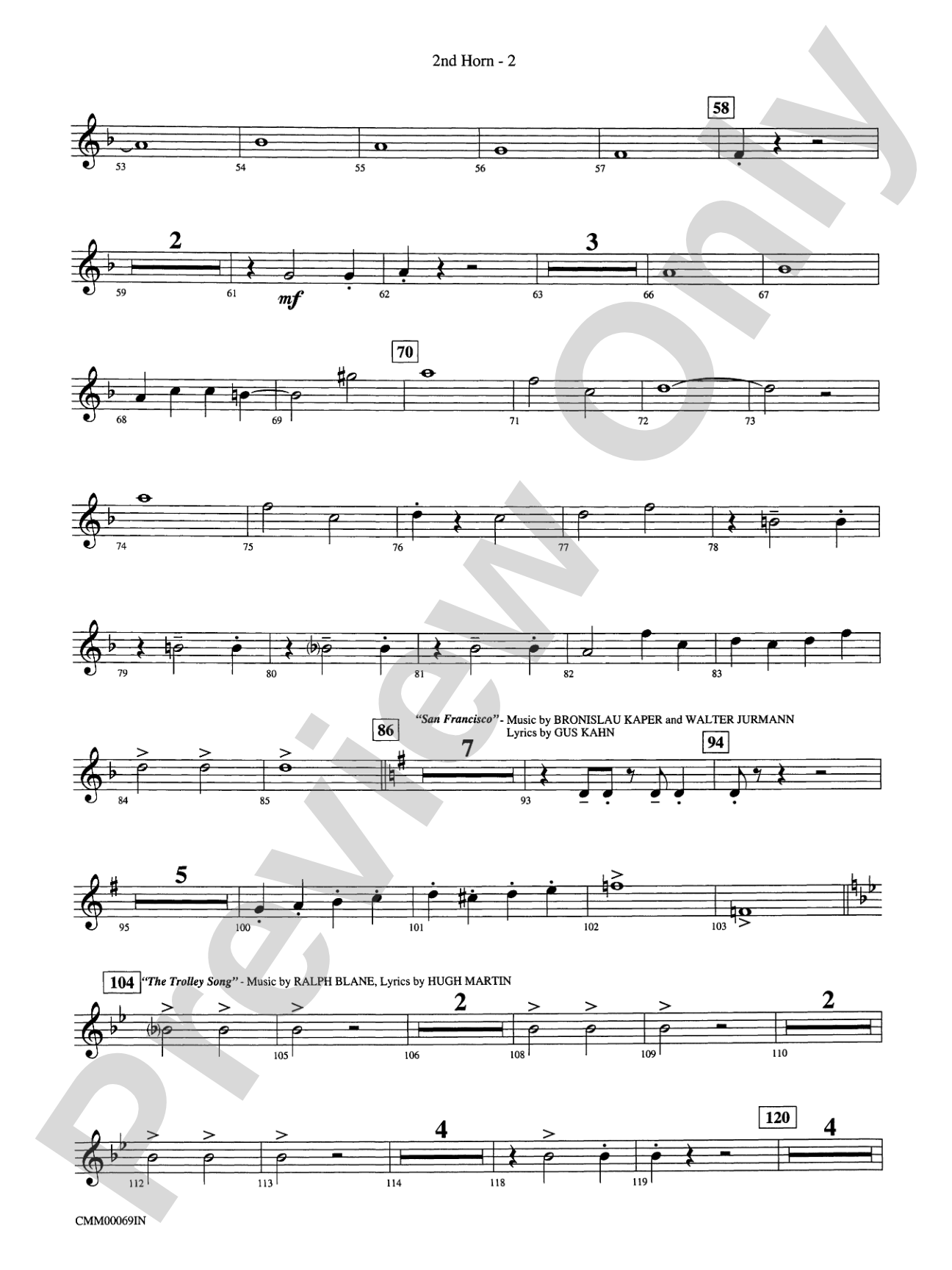 The Music of M-G-M (A Choral Medley): 2nd F Horn