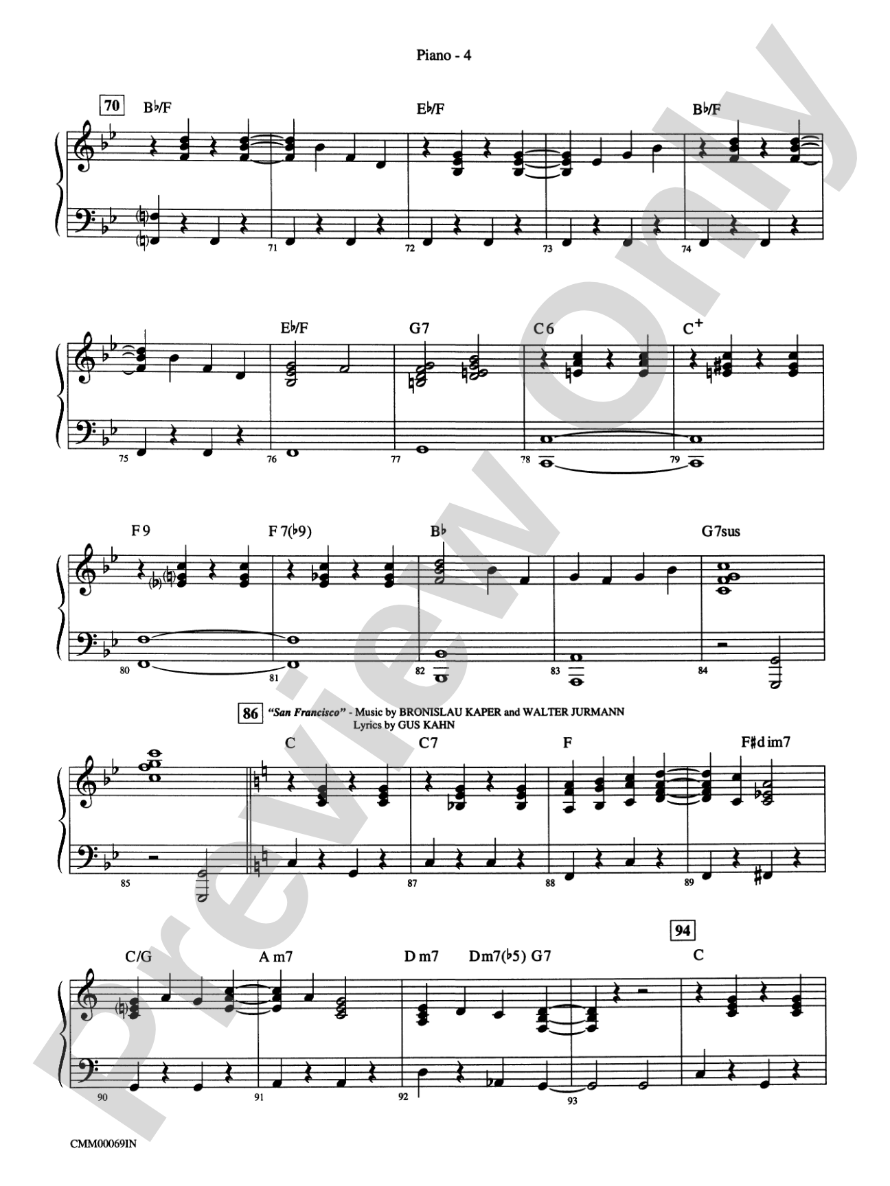 The Music of M-G-M (A Choral Medley): Piano Accompaniment
