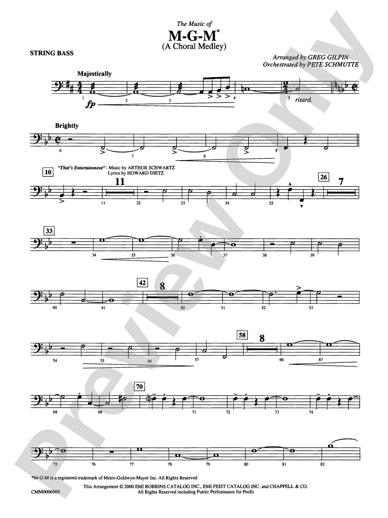 The Music of M-G-M (A Choral Medley): String Bass