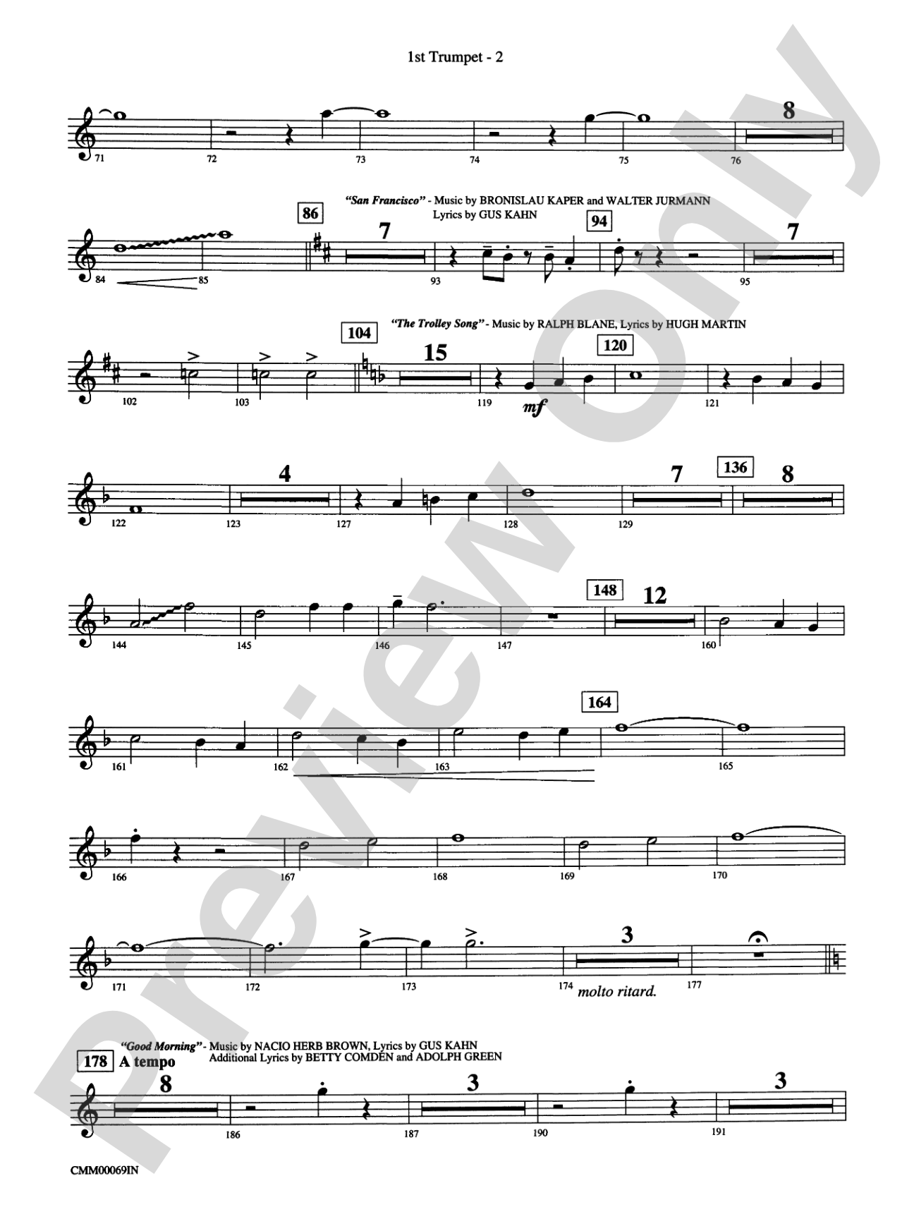 The Music of M-G-M (A Choral Medley): 1st B-flat Trumpet