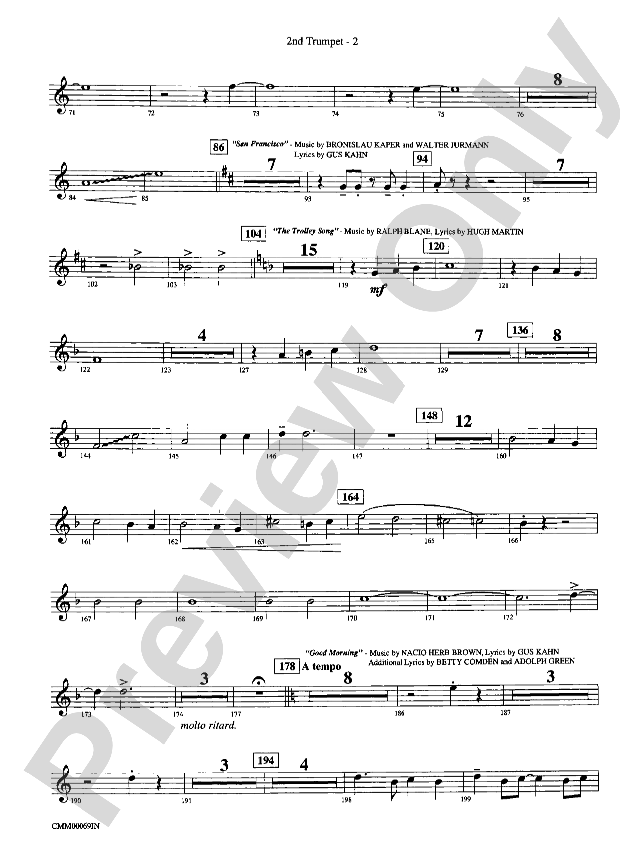The Music of M-G-M (A Choral Medley): 2nd B-flat Trumpet
