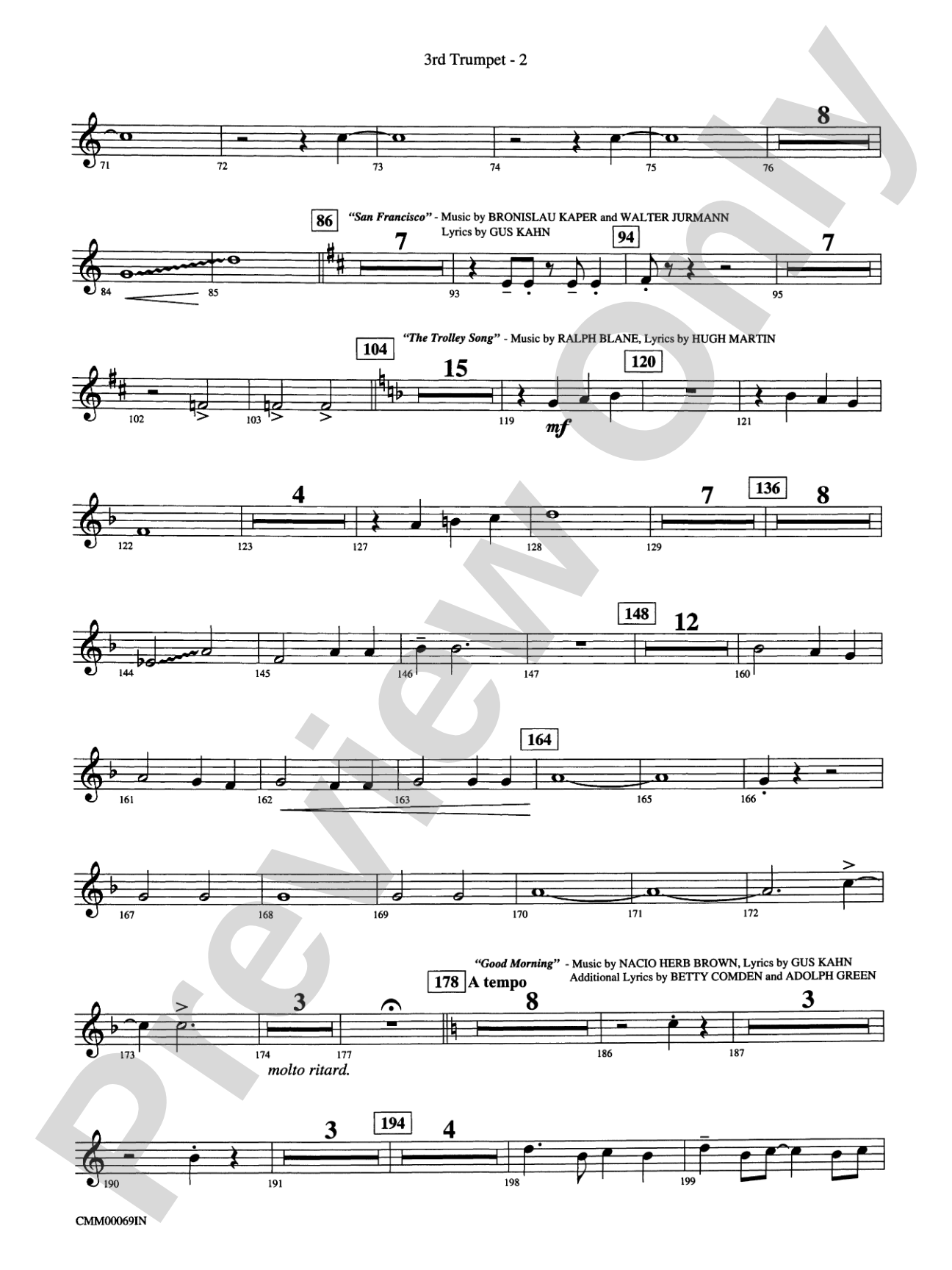 The Music of M-G-M (A Choral Medley): 3rd B-flat Trumpet