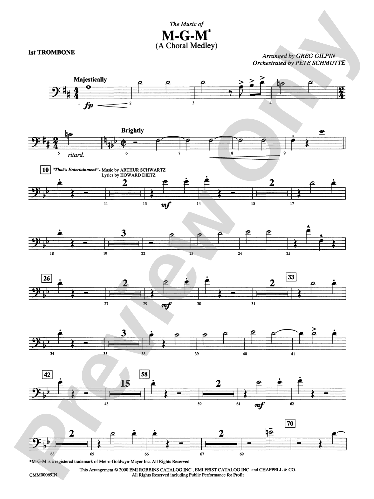 The Music of M-G-M (A Choral Medley): 1st Trombone