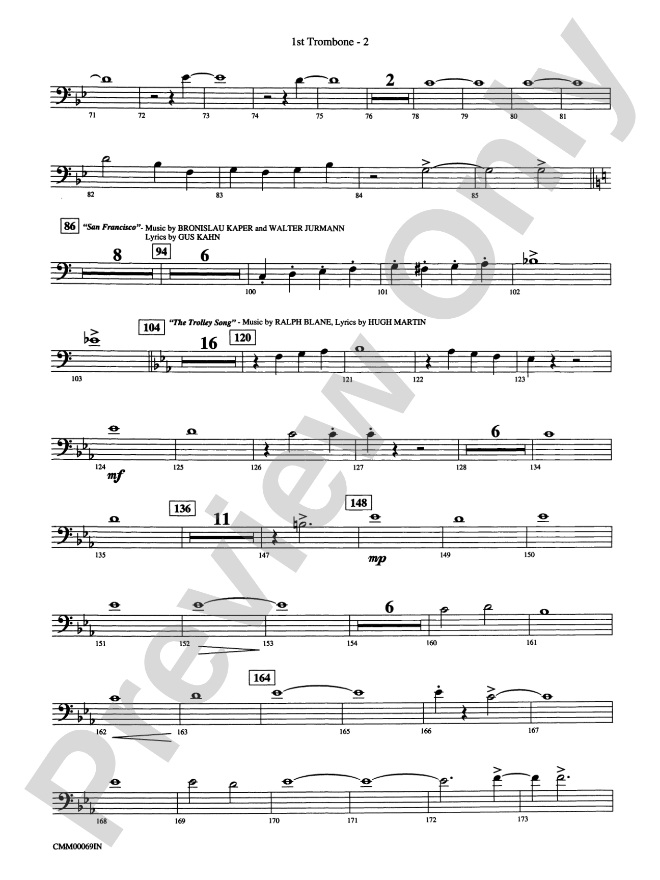 The Music of M-G-M (A Choral Medley): 1st Trombone