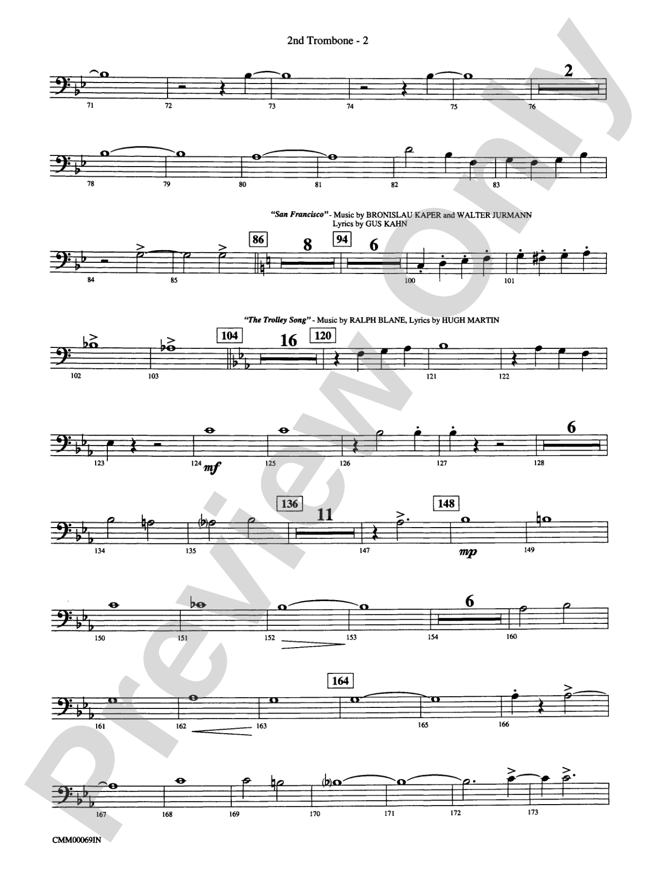 The Music of M-G-M (A Choral Medley): 2nd Trombone