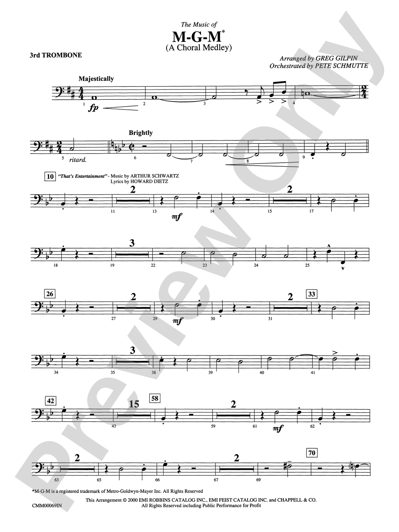 The Music of M-G-M (A Choral Medley): 3rd Trombone