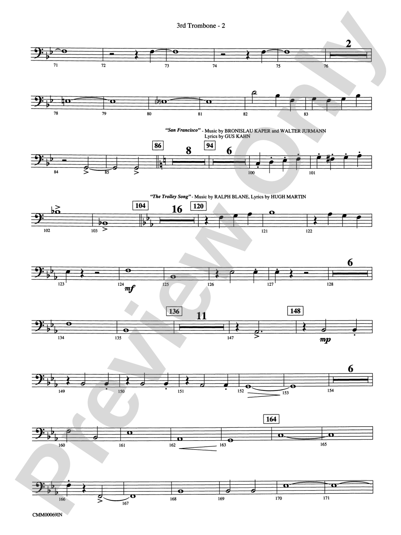 The Music of M-G-M (A Choral Medley): 3rd Trombone