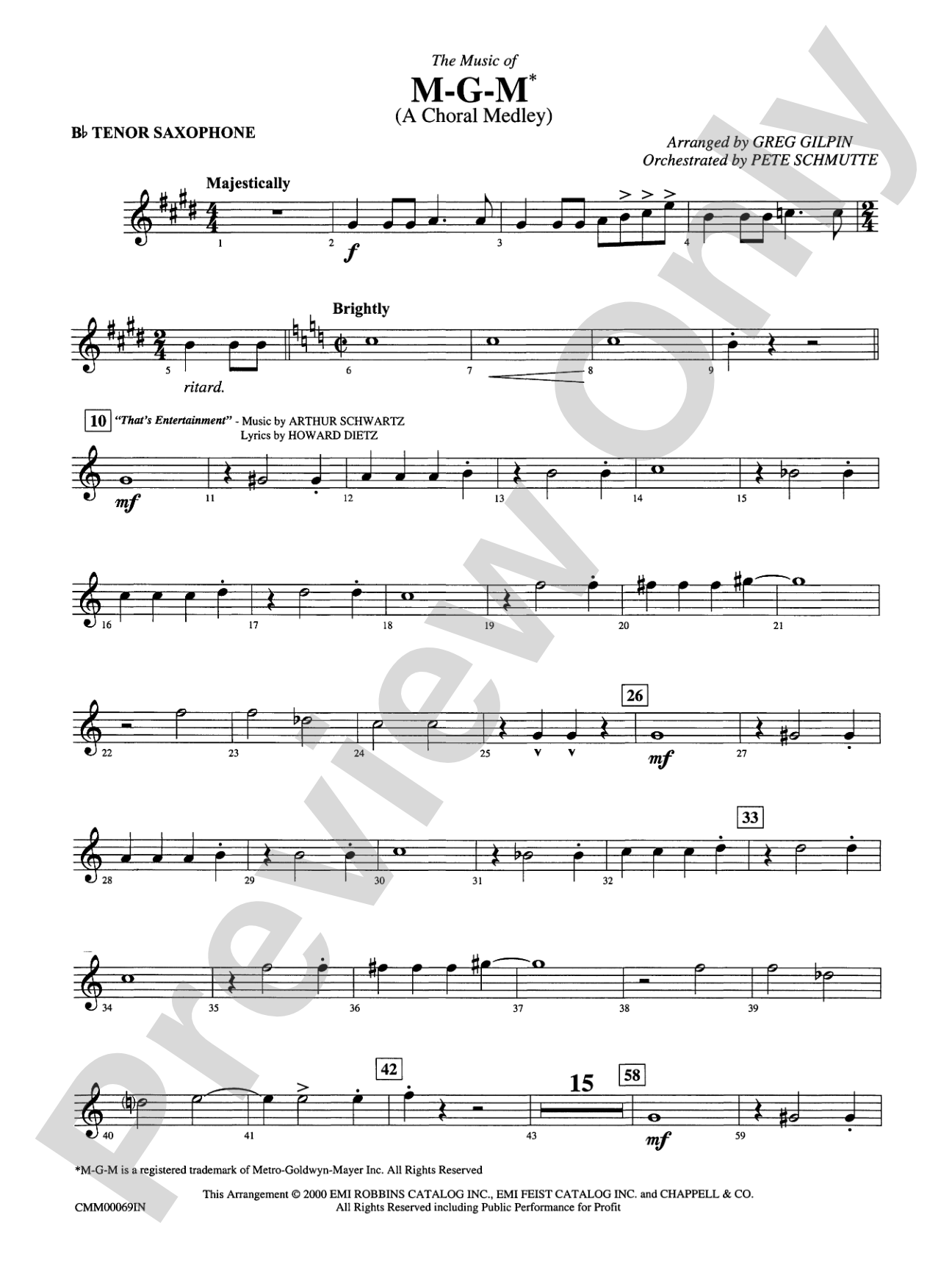 The Music of M-G-M (A Choral Medley): B-flat Tenor Saxophone
