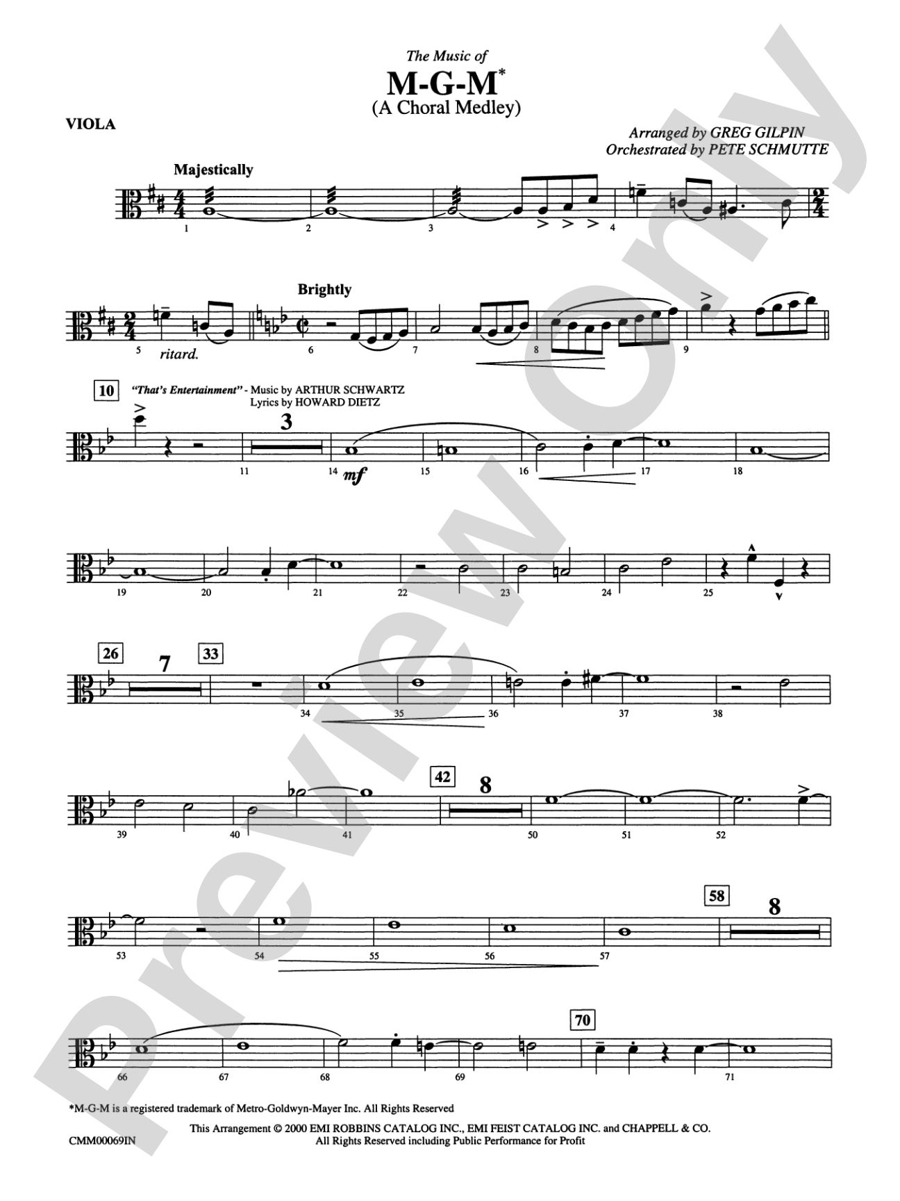 The Music of M-G-M (A Choral Medley): Viola