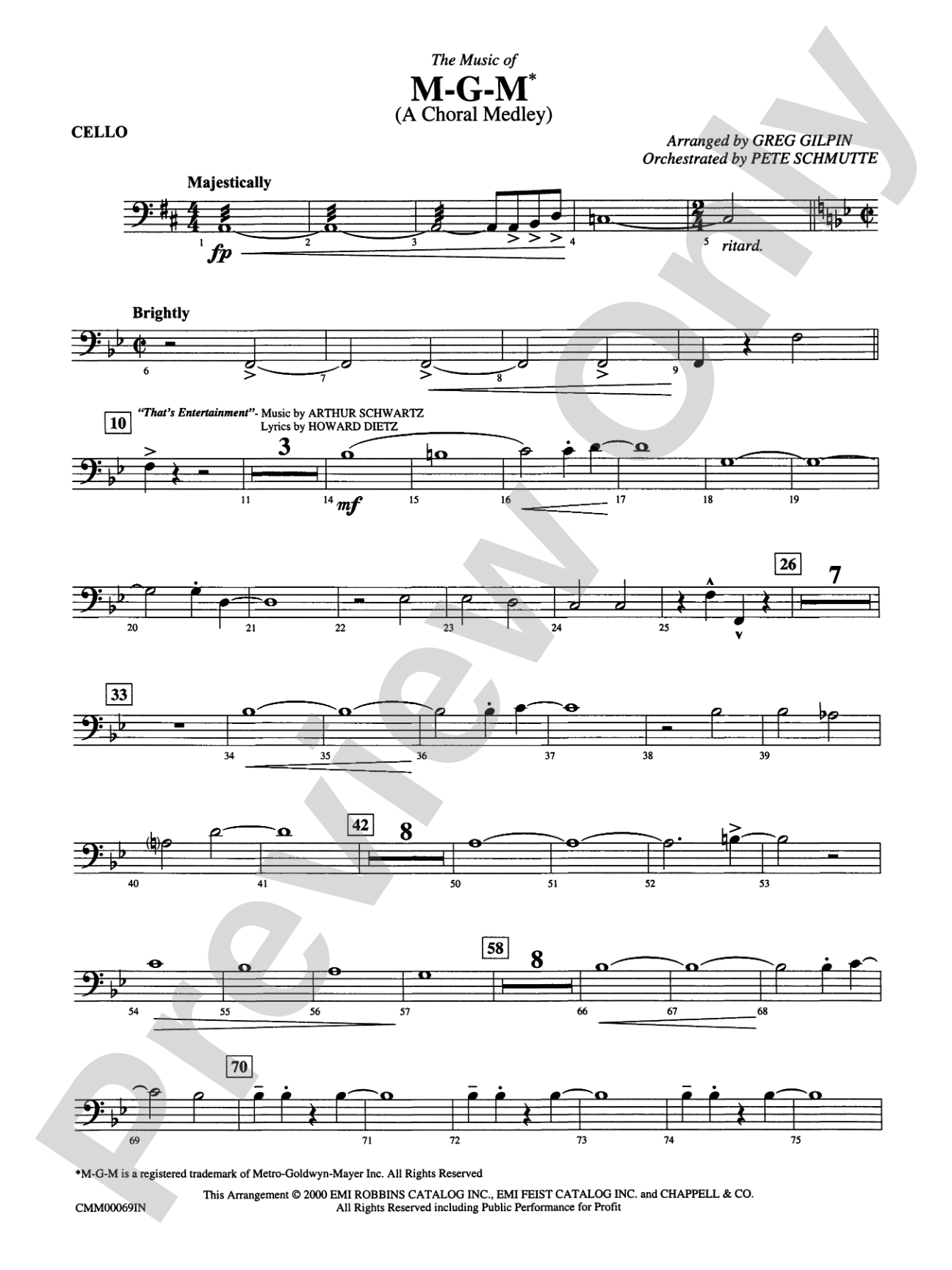 The Music of M-G-M (A Choral Medley): Cello