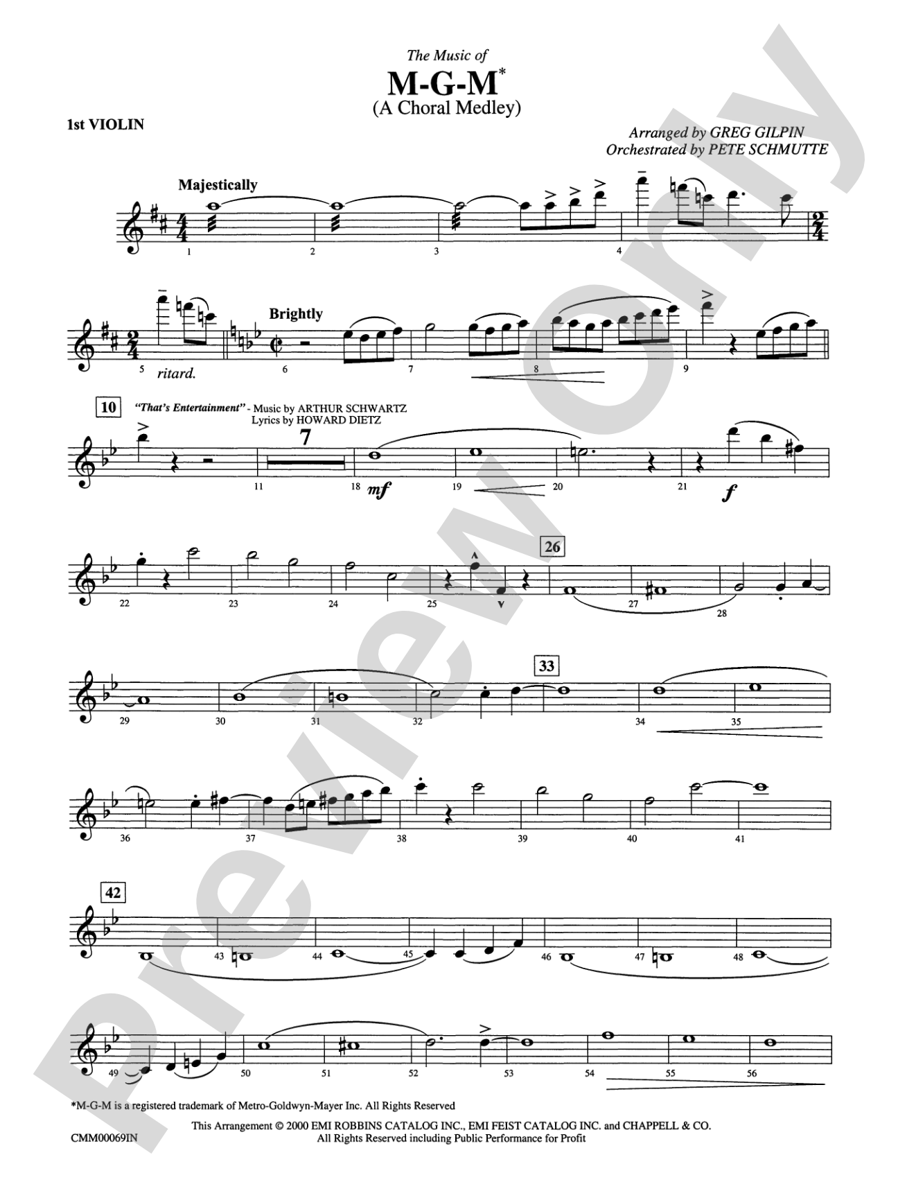 The Music of M-G-M (A Choral Medley): 1st Violin