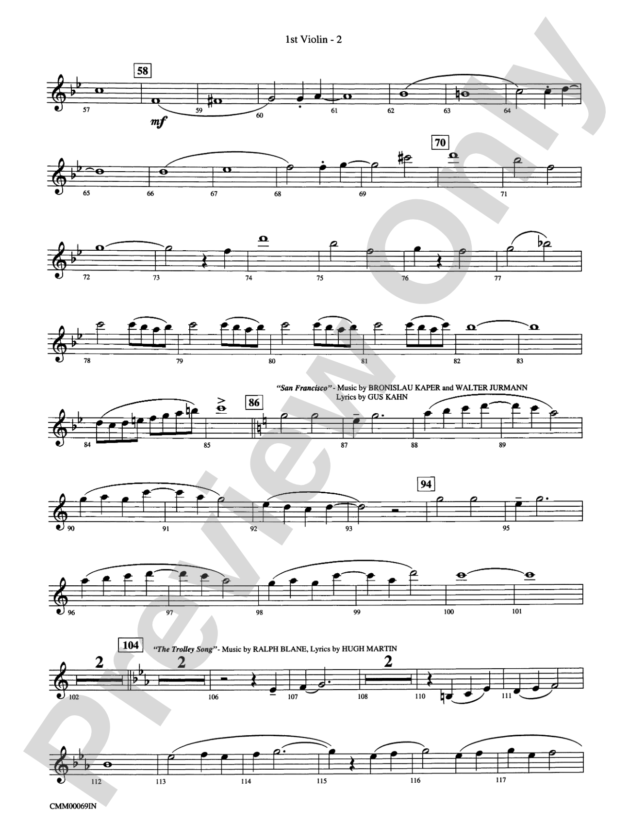 The Music of M-G-M (A Choral Medley): 1st Violin