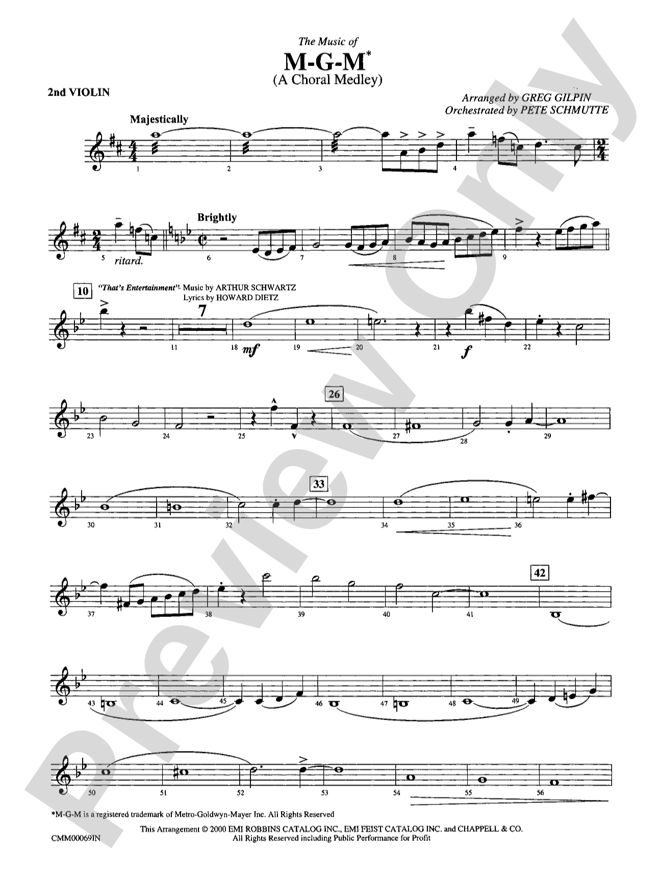 The Music of M-G-M (A Choral Medley): 2nd Violin