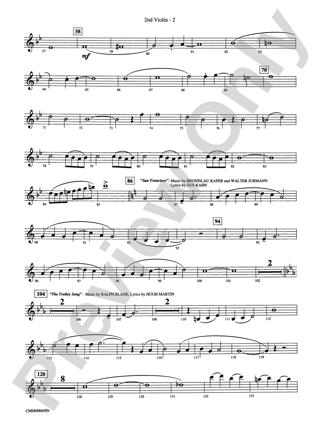 The Music of M-G-M (A Choral Medley): 2nd Violin