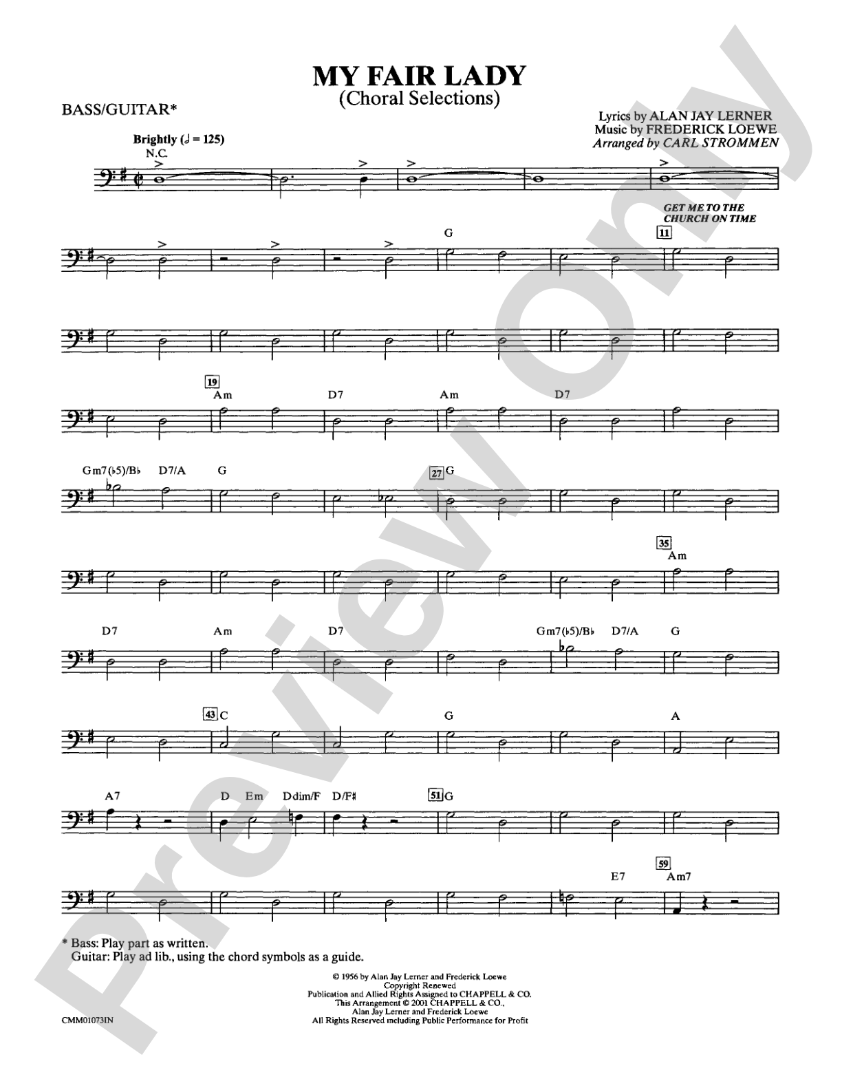 My Fair Lady (Choral Selections): String Bass: Choral Instrumental Parts