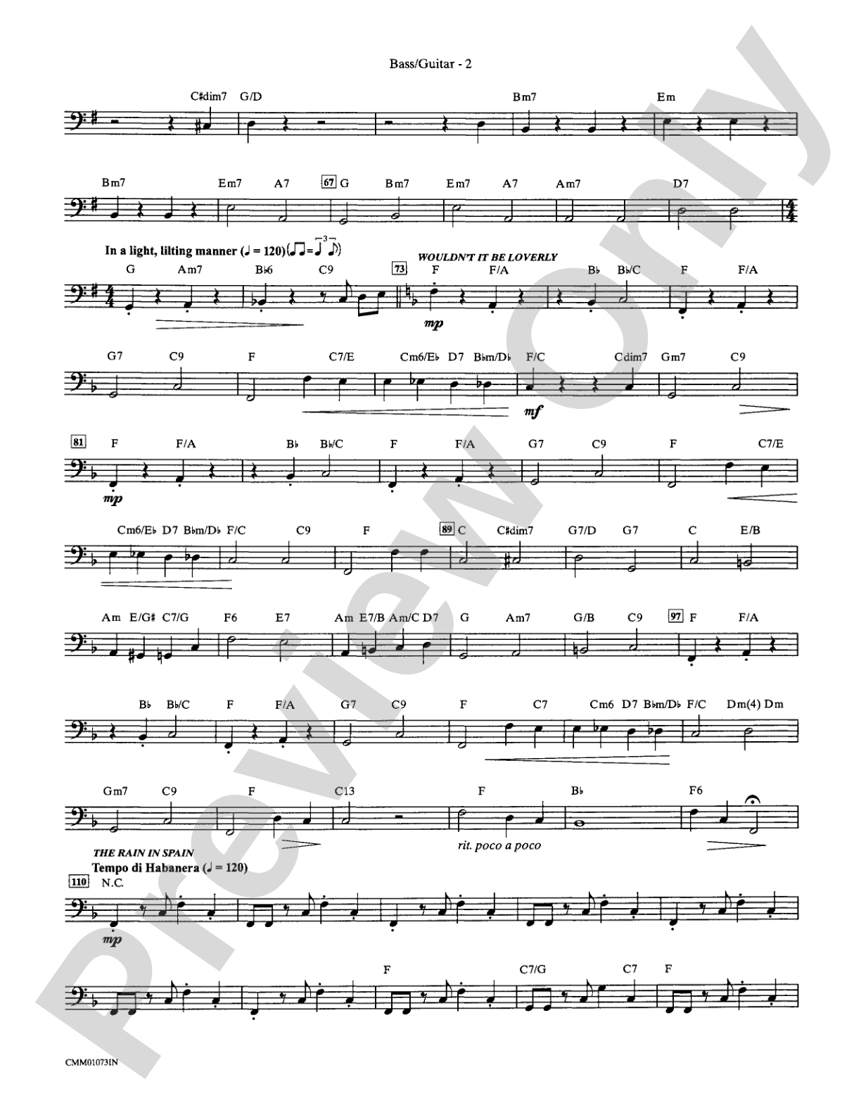 My Fair Lady (Choral Selections): String Bass: Choral Instrumental Parts