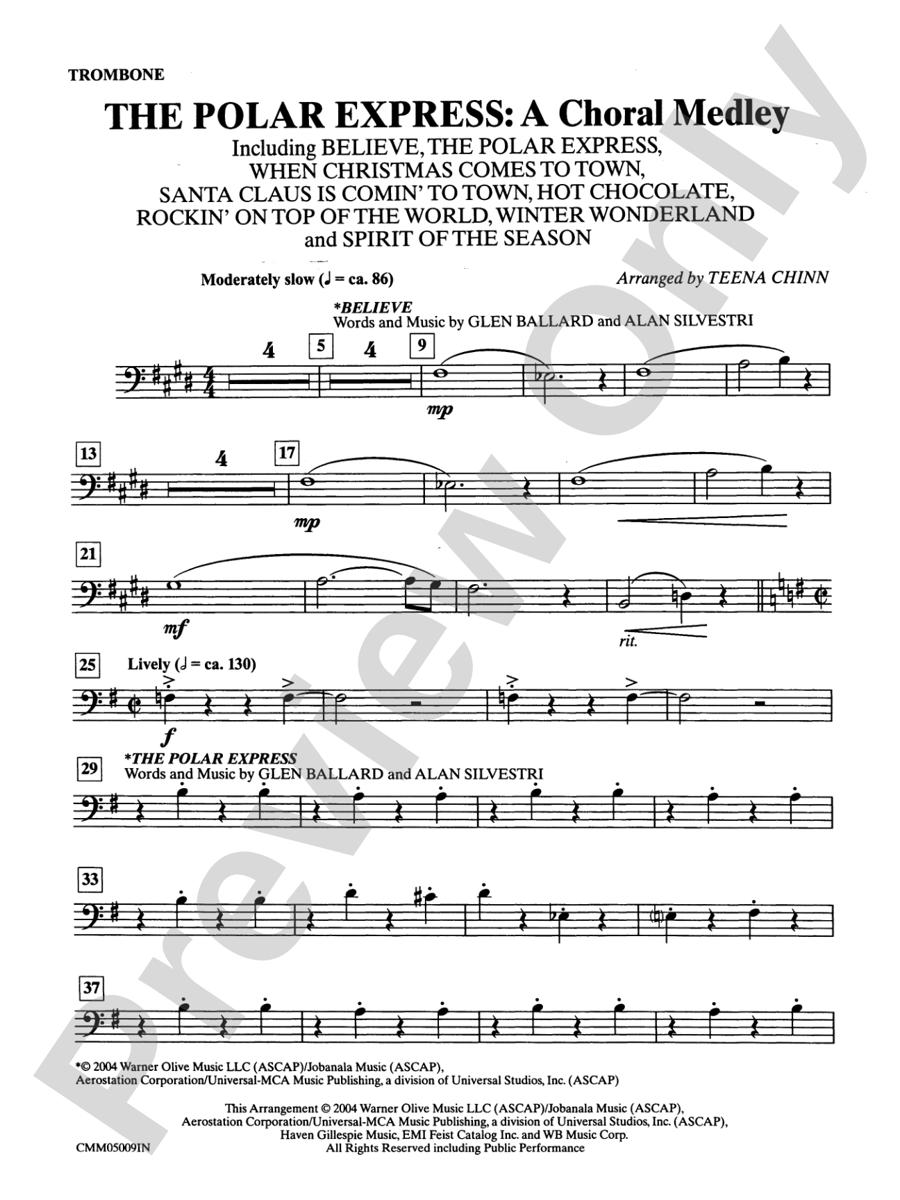The Polar Express: A Choral Medley: 1st Trombone: Choral Instrumental Parts